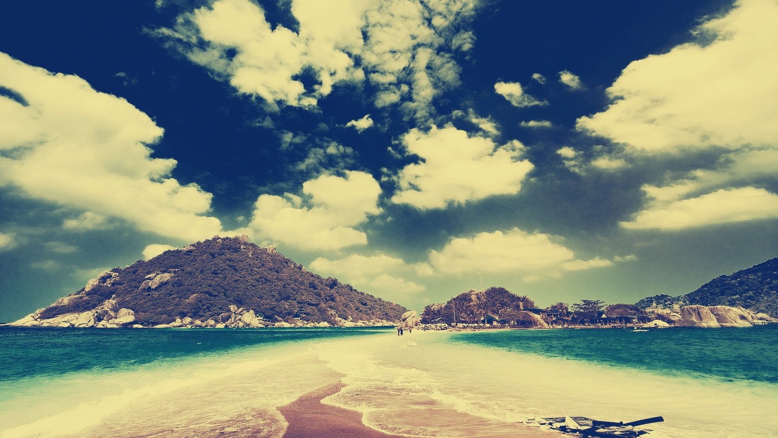 beach sandbar island nature sky clouds sea tropical cloud 2k