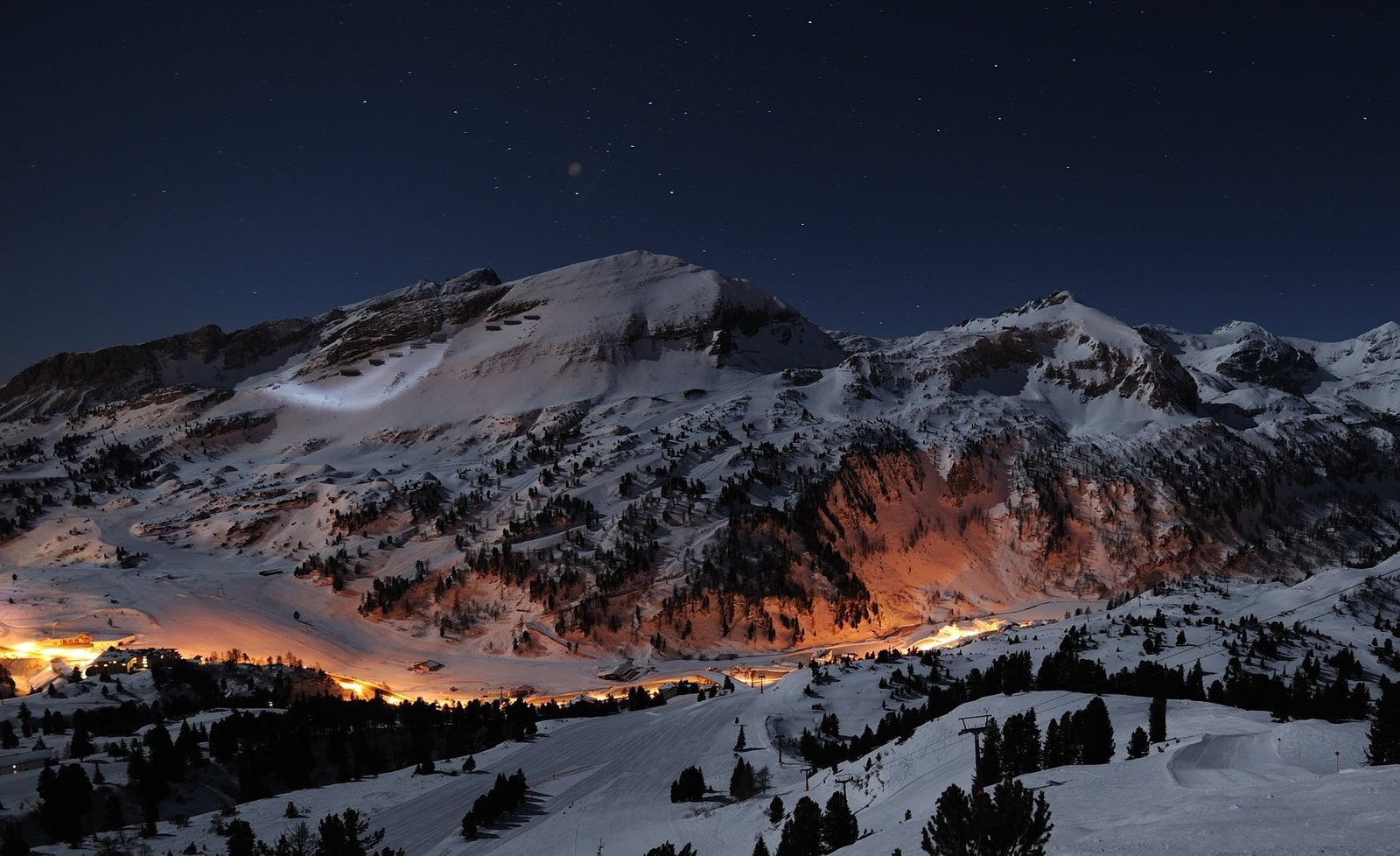 Beautiful Night Winter HD Wallpaper snow covered mountain Seasons 2k