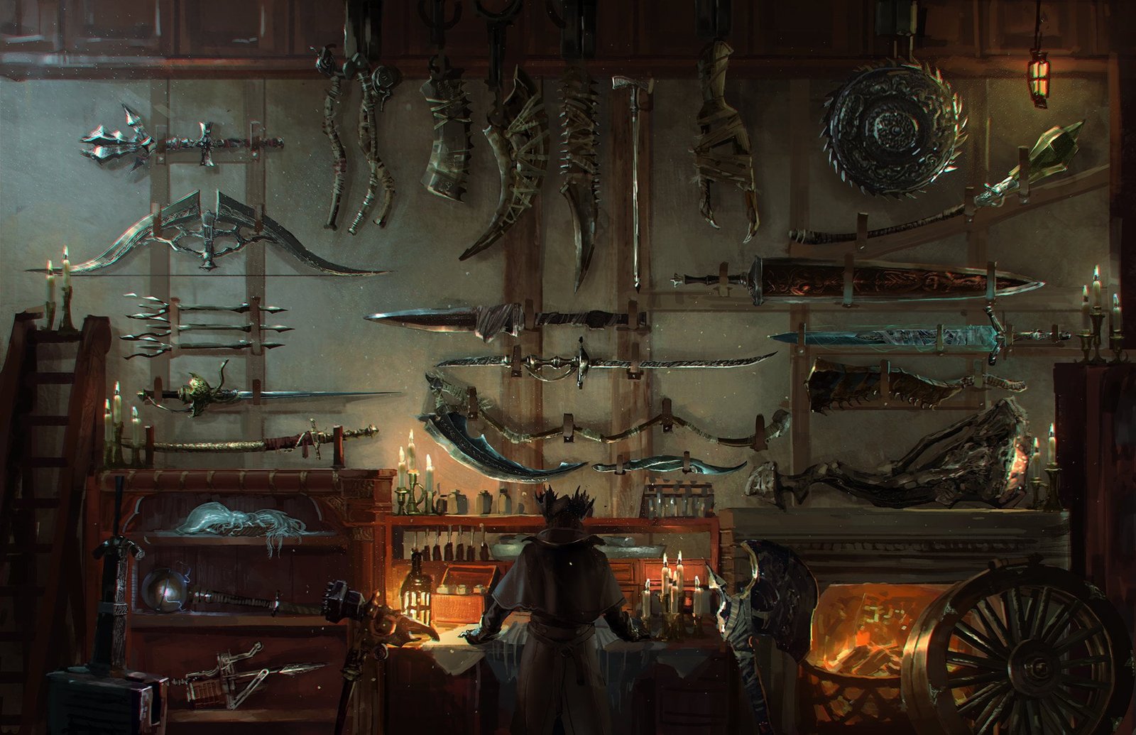Black Smith digital wallpaper Bloodborne video games fantasy weapon 2k