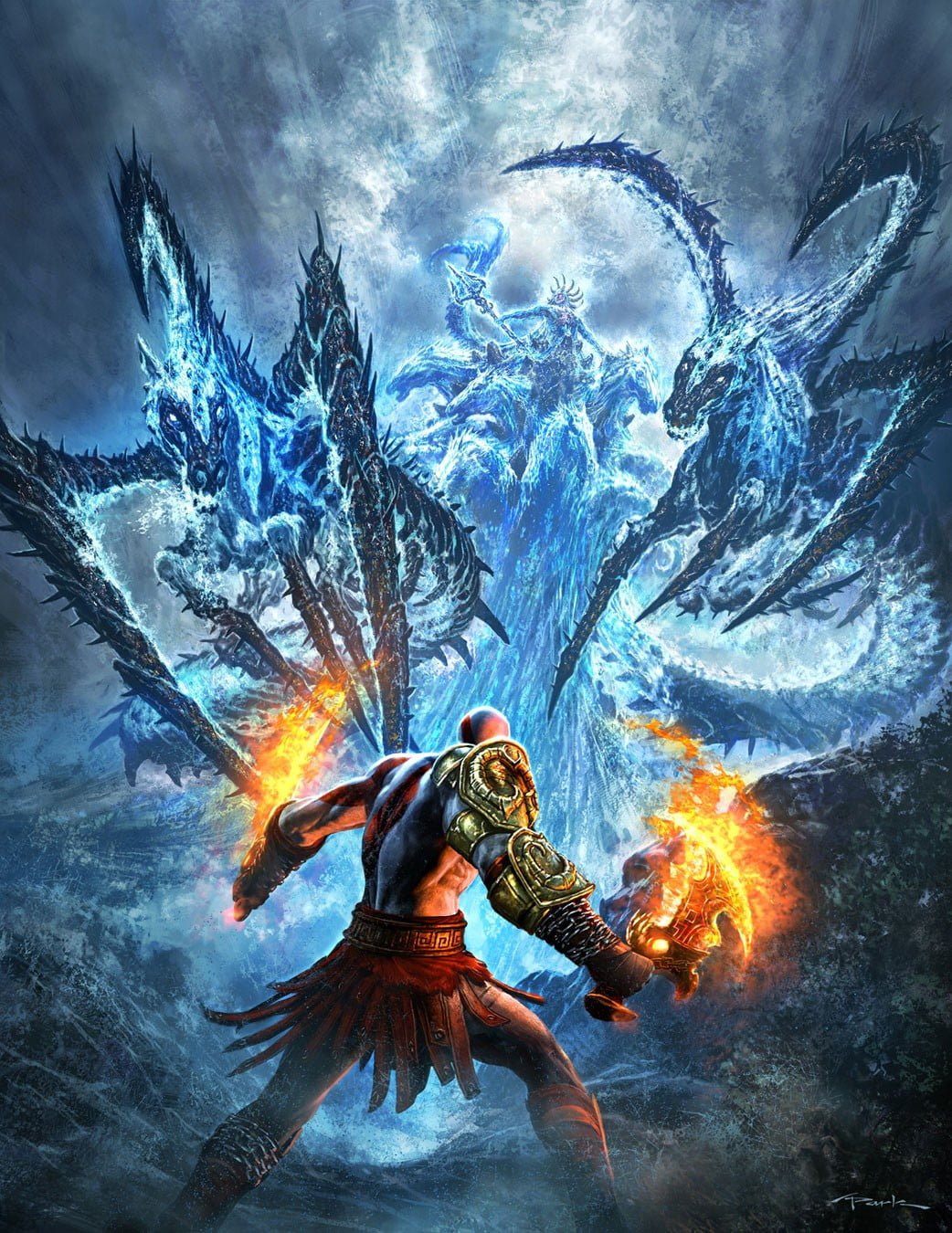 God of War Kratos video games artwork III flame
