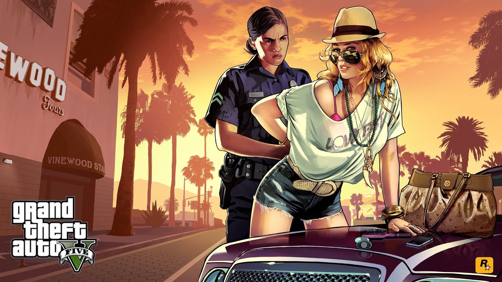 GTA V digital wallpaper Grand Theft Auto Rockstar Games video games 2k