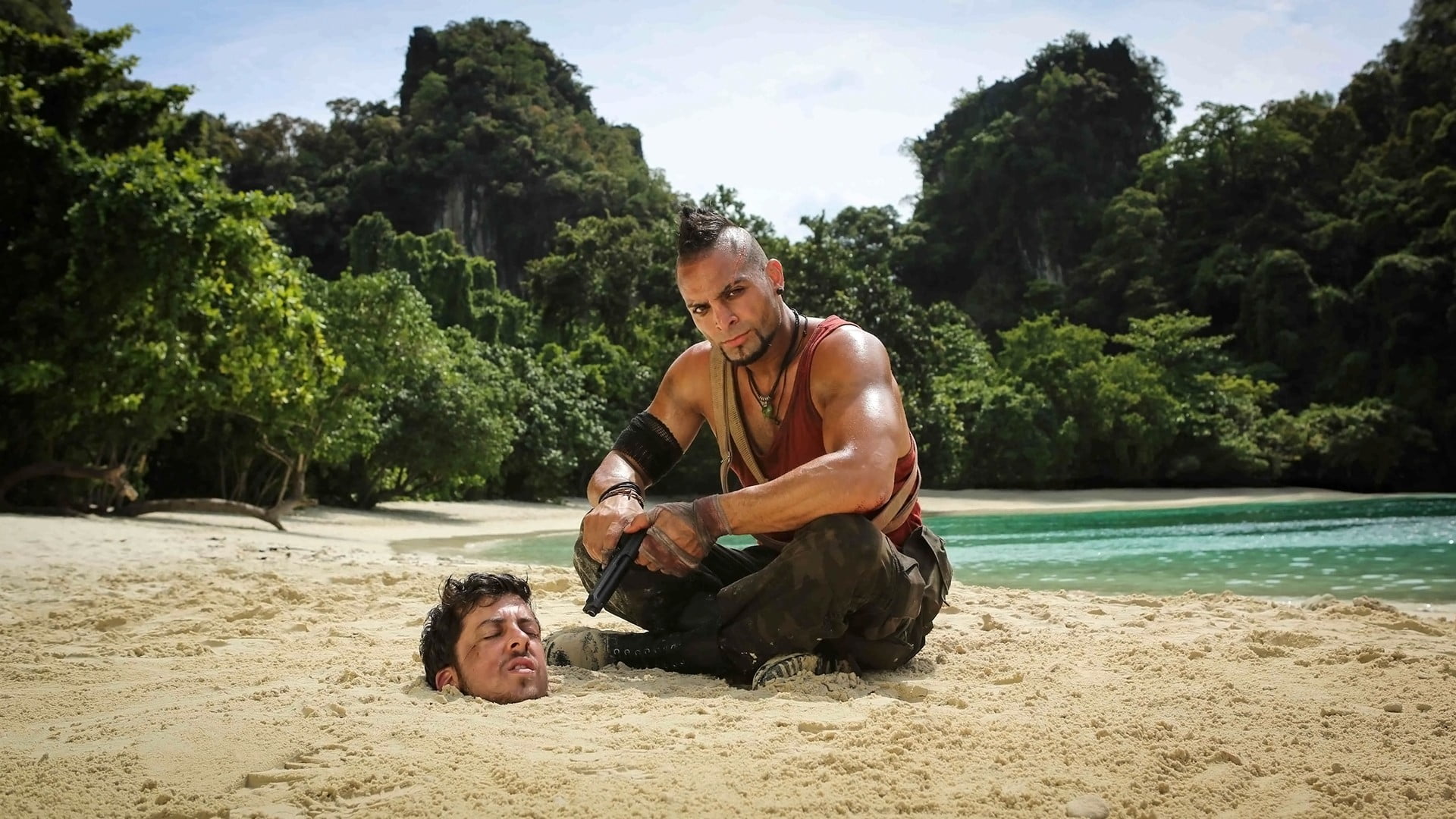 men;s brown tank top Vaas cosplay Far Cry 3 Michael Mando 2k
