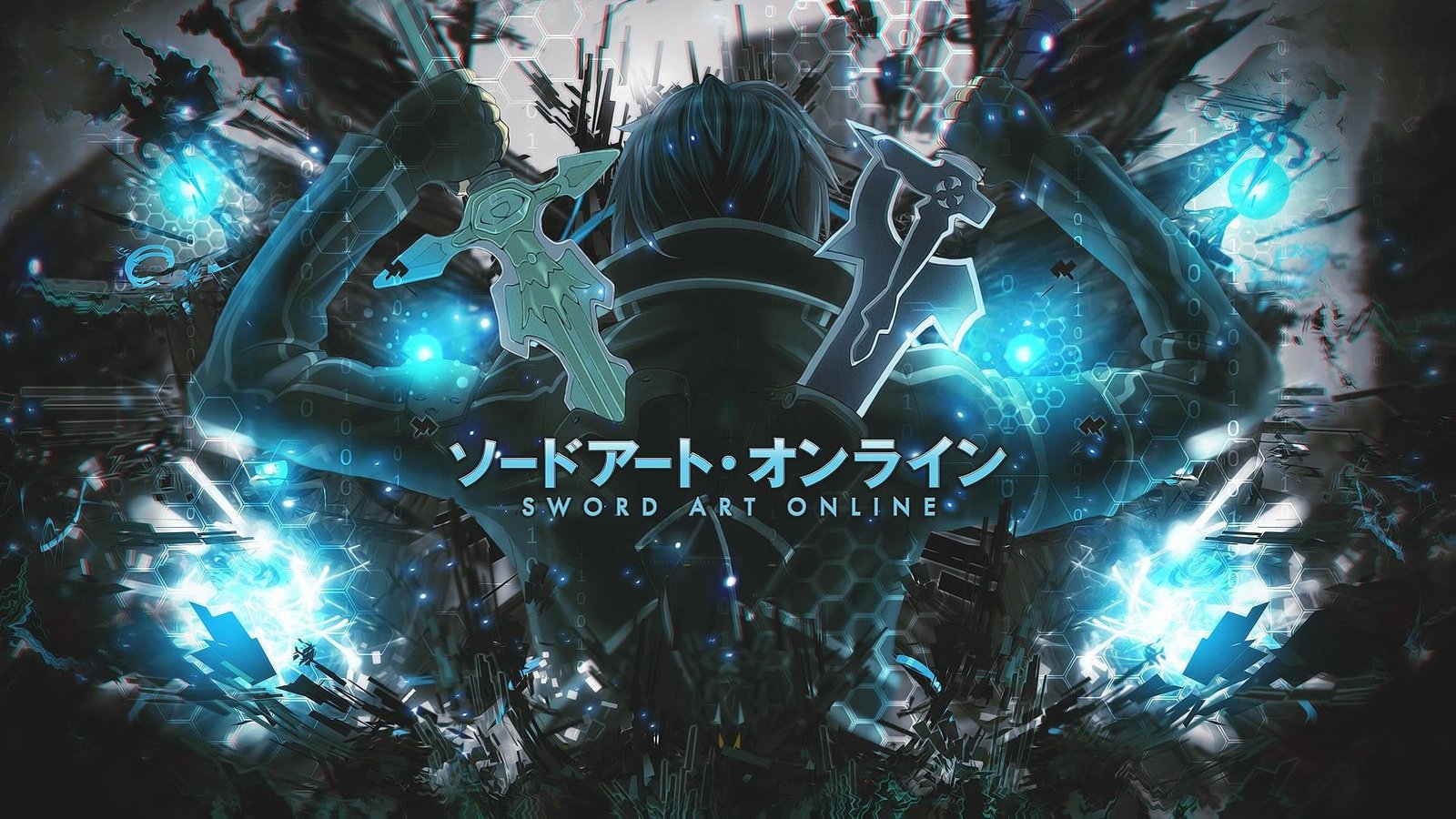 Sword Art Online wallpaper Kirigaya Kazuto technology illuminated 2k