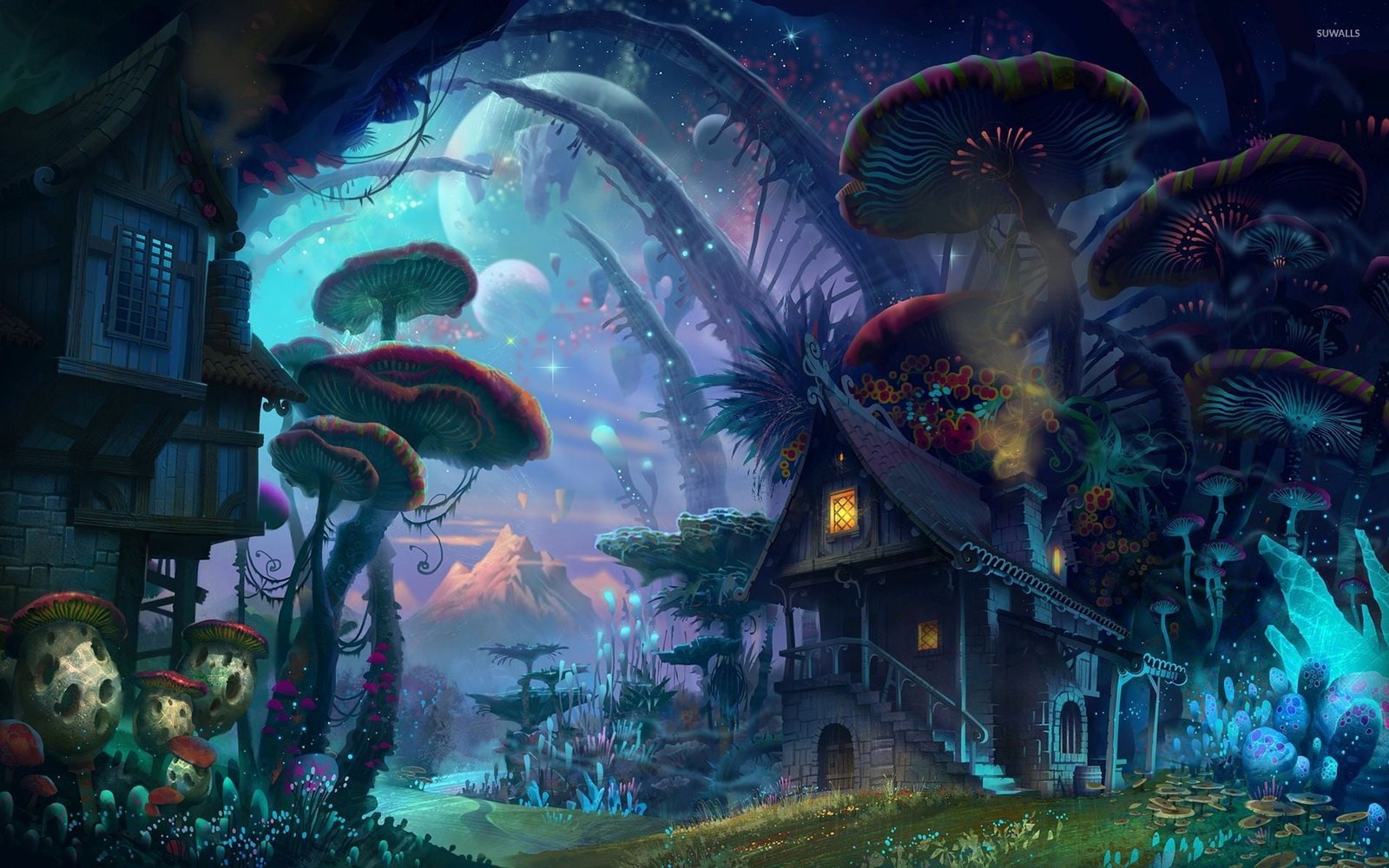 trippy psychedelic mushroom magic mushrooms fantasy art 2k