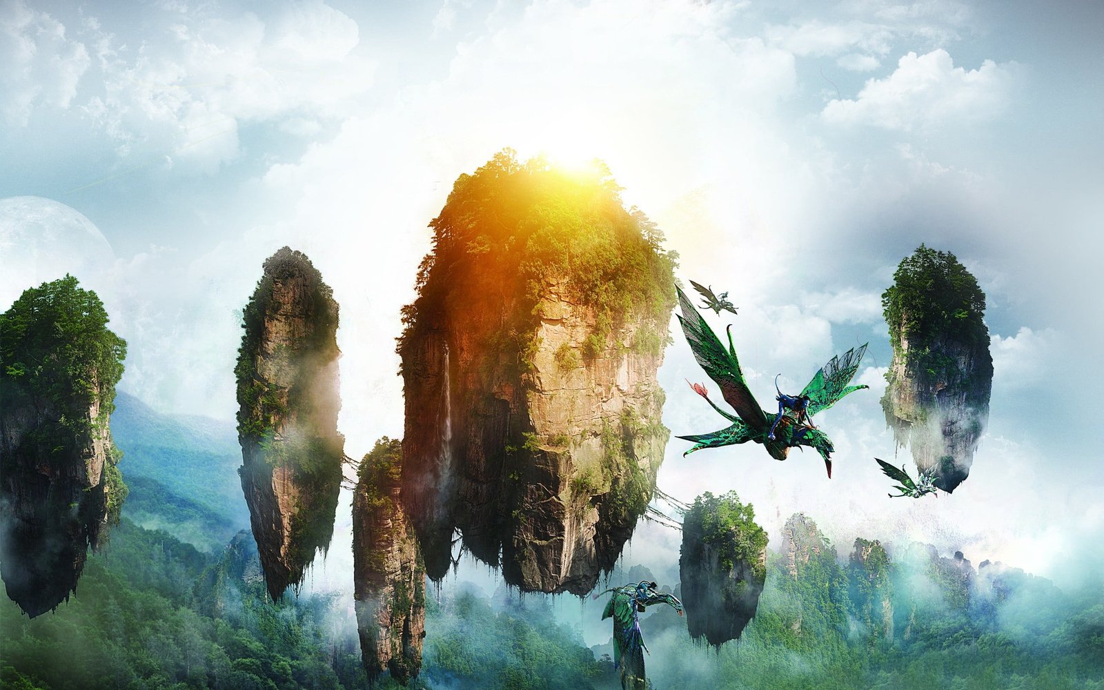 Avatar movie scene Neytiri floating island flying sky 2k