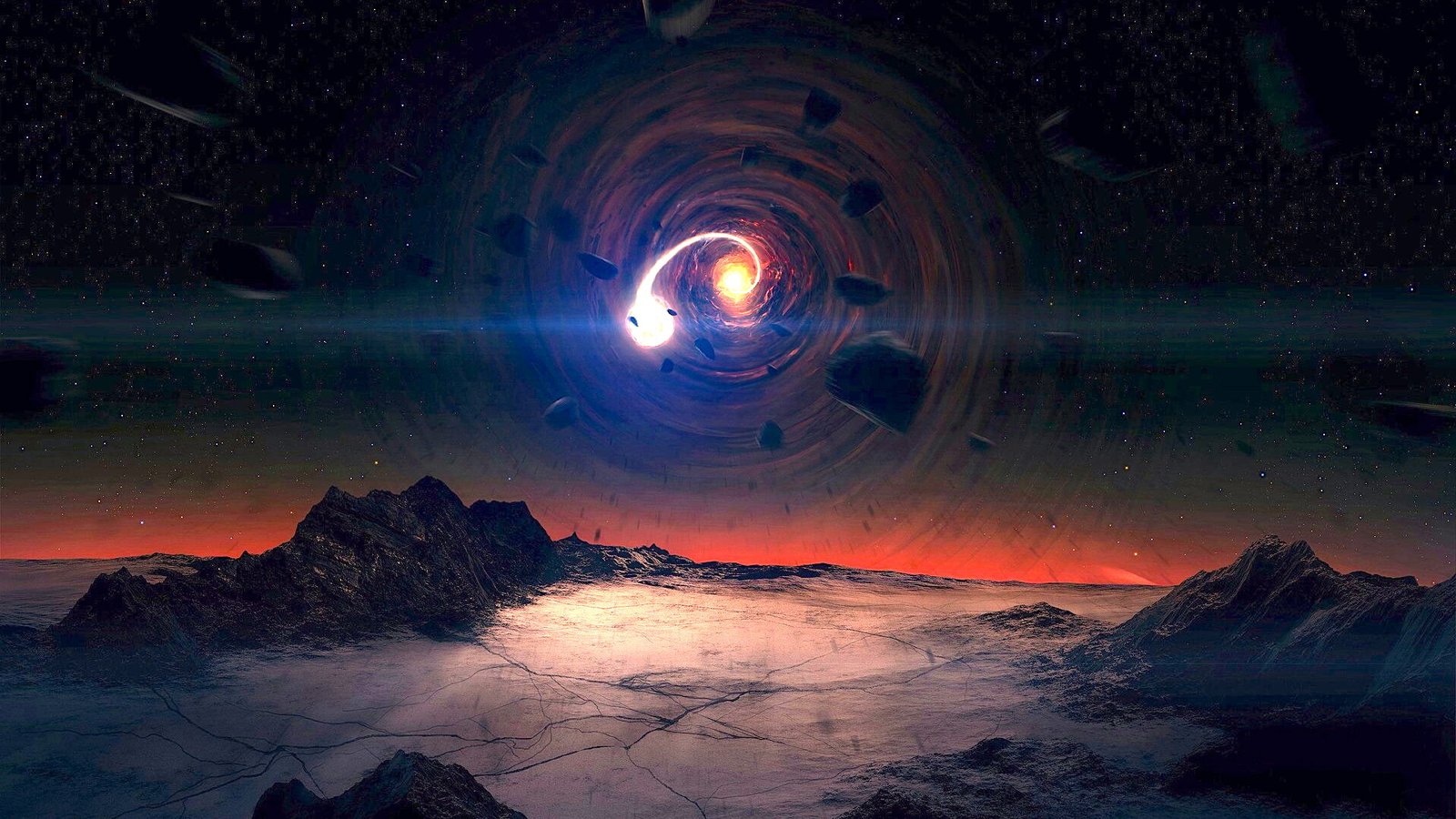 Black Hole Debris Alien Landscape Stars HD space 2k