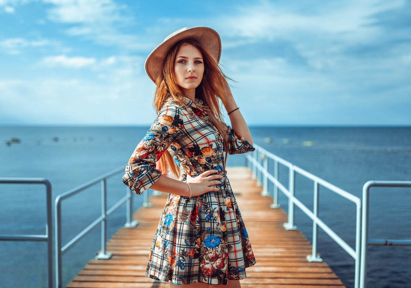Girl Sky Beautiful Sexy Model Beach Sun Water Sunset 2k
