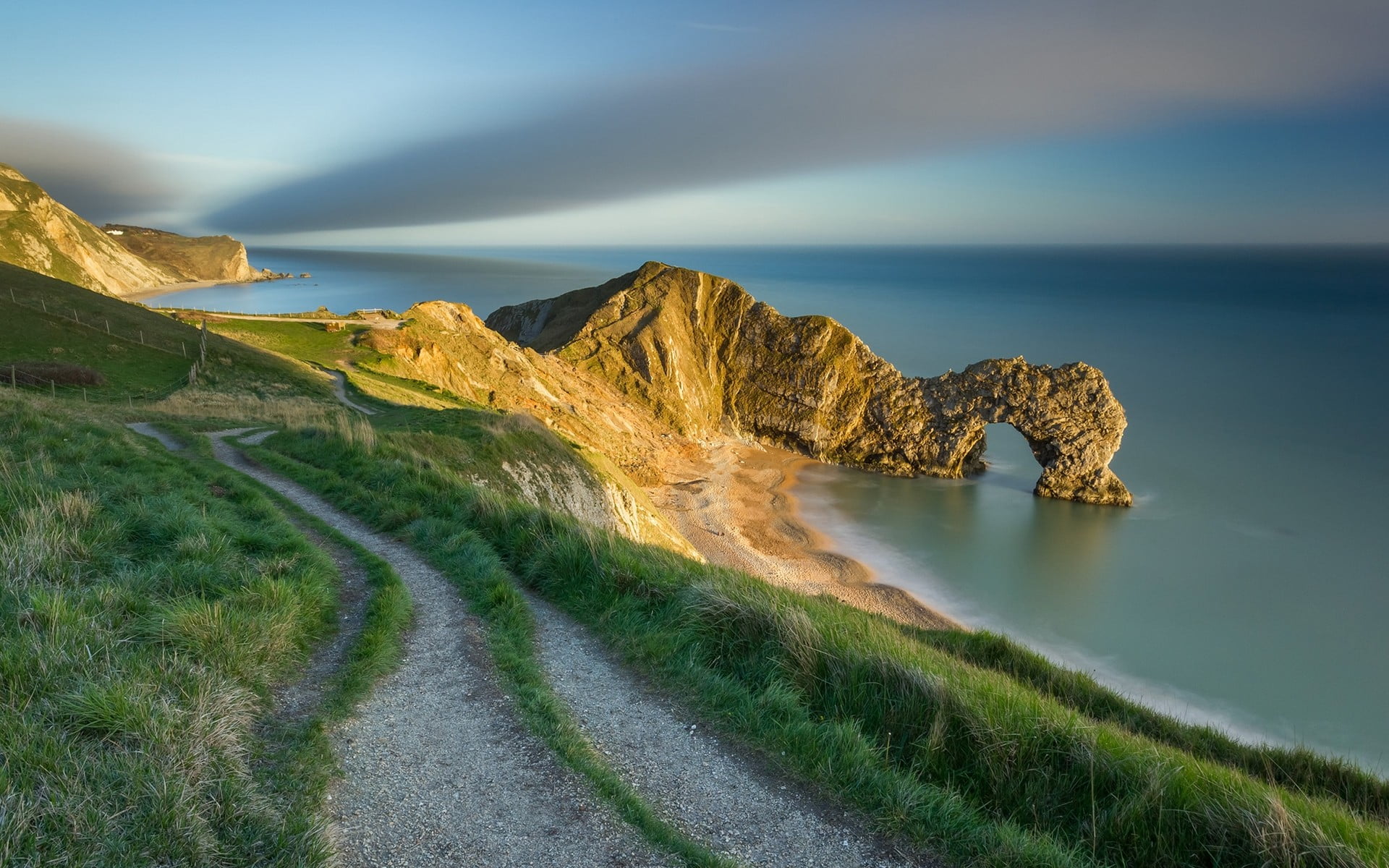 nature landscape beach England coast Durdle Door sunset 2k