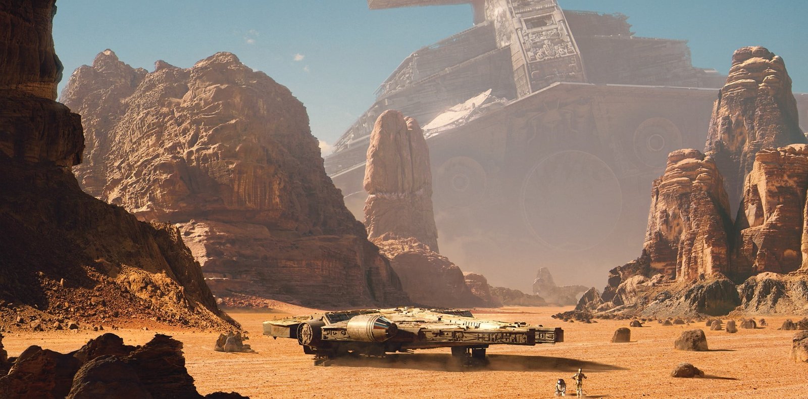 Star Wars millennium falcon illustration The Force Awakens 2k