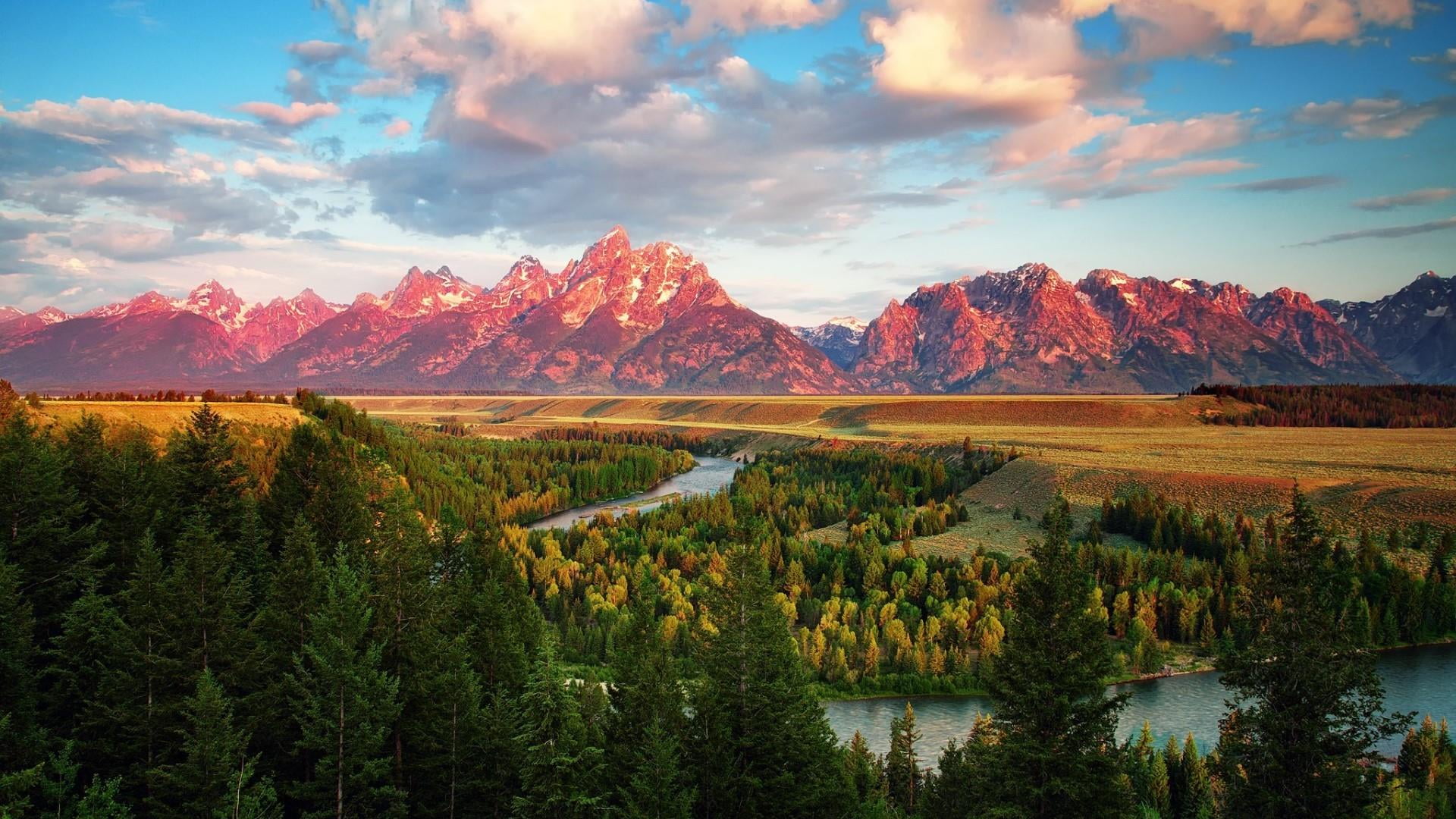 teton range wilderness sky grand national park mount scenery 2k