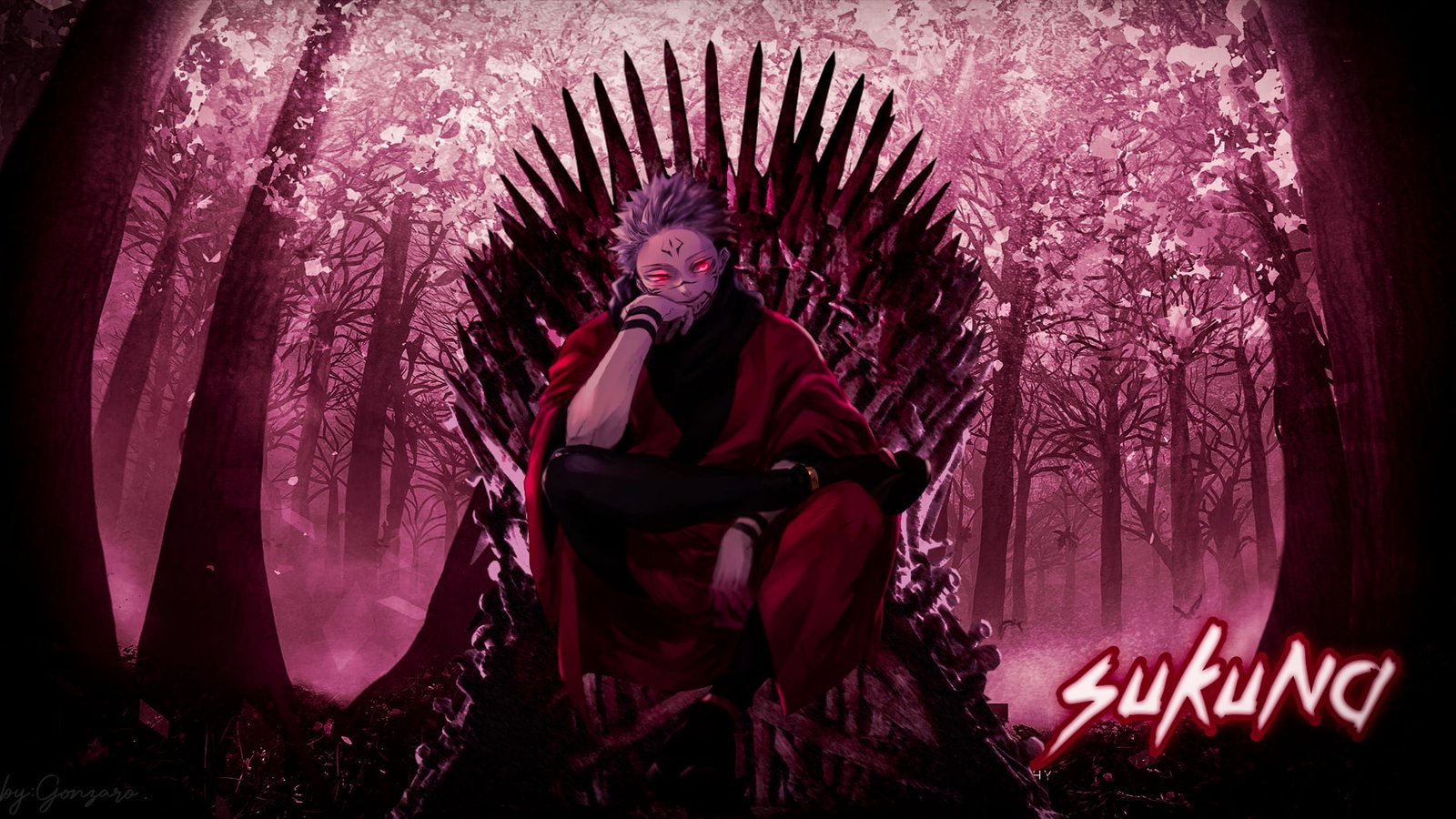 Jujutsu Kaisen Jujutsukaisen Sukuna Yuji Itadori red eyes 2k