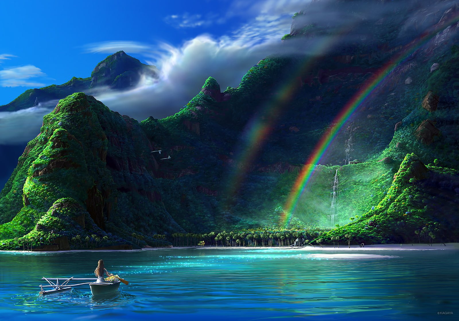 animal beach bird boat brown clouds hair kagaya landscape 2k