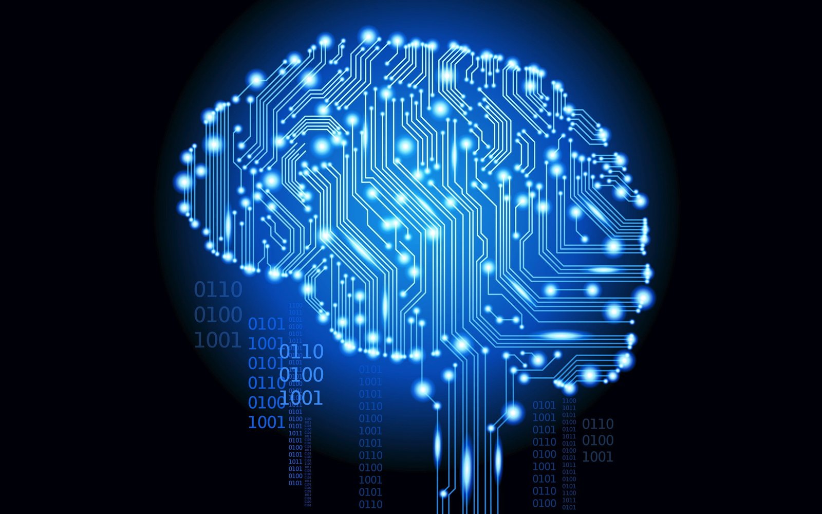 blue brain logo digital art artificial intelligence glowing 2k