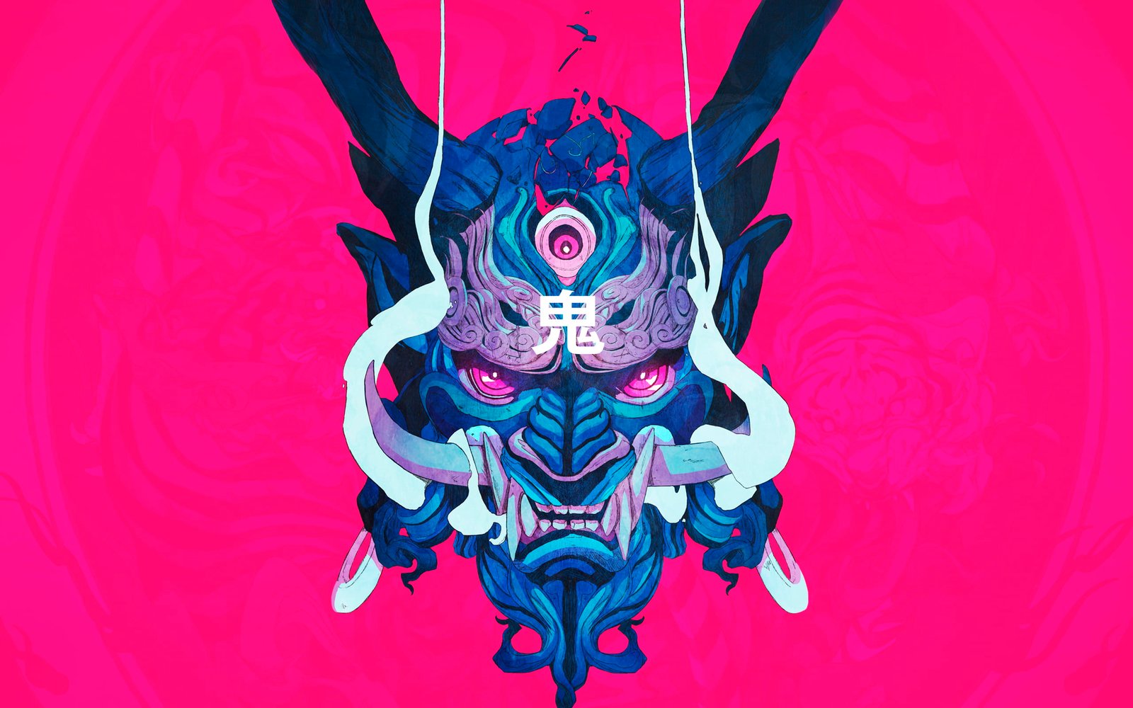 blue demon digital wallpaper black brown and red devil illustration 2k