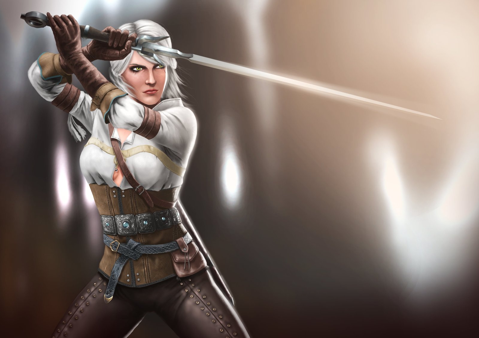 digital art Ciri The Witcher video game blonde artwork 2k 4k