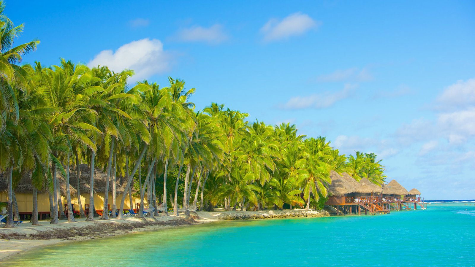 Island Of Akitua Aitutaki Cook Islands Bungalow Tropical Beach Coconut Trees Australia South Pacific 2k