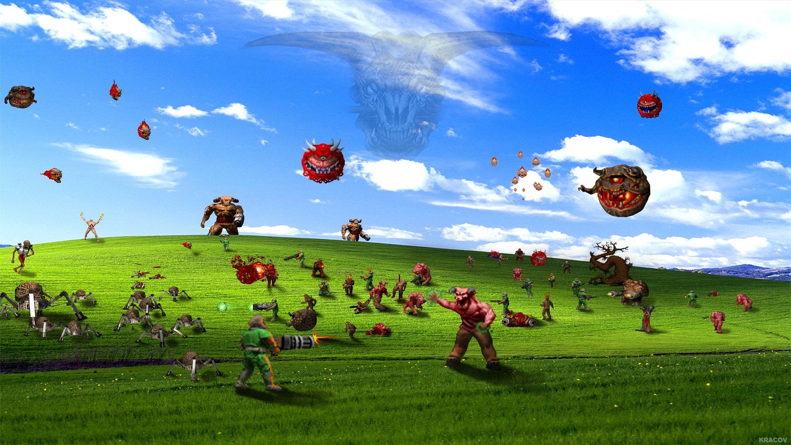 video games Doom game Windows XP guy slayer 2k