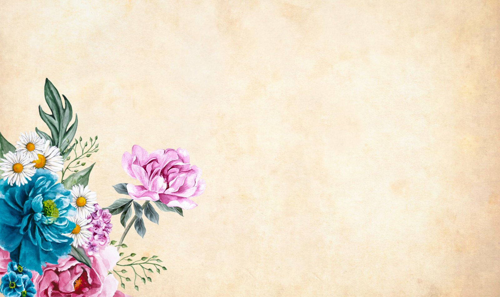 Colorful cluster of flowers in an otherwise open mottled background 2k