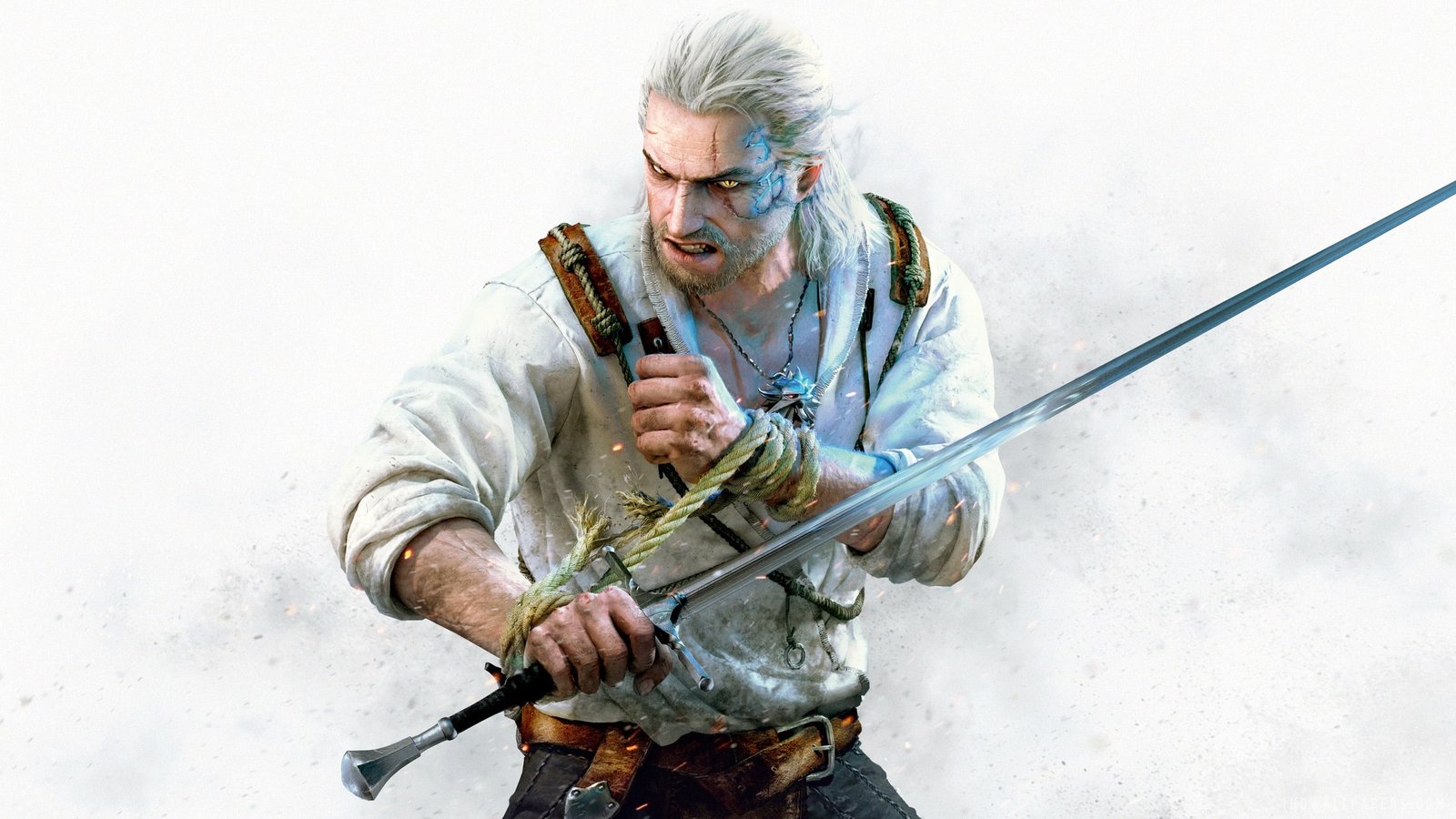 Geralt of Rivia Look Sword Beard The Witcher Scar DLC Medallion 2k