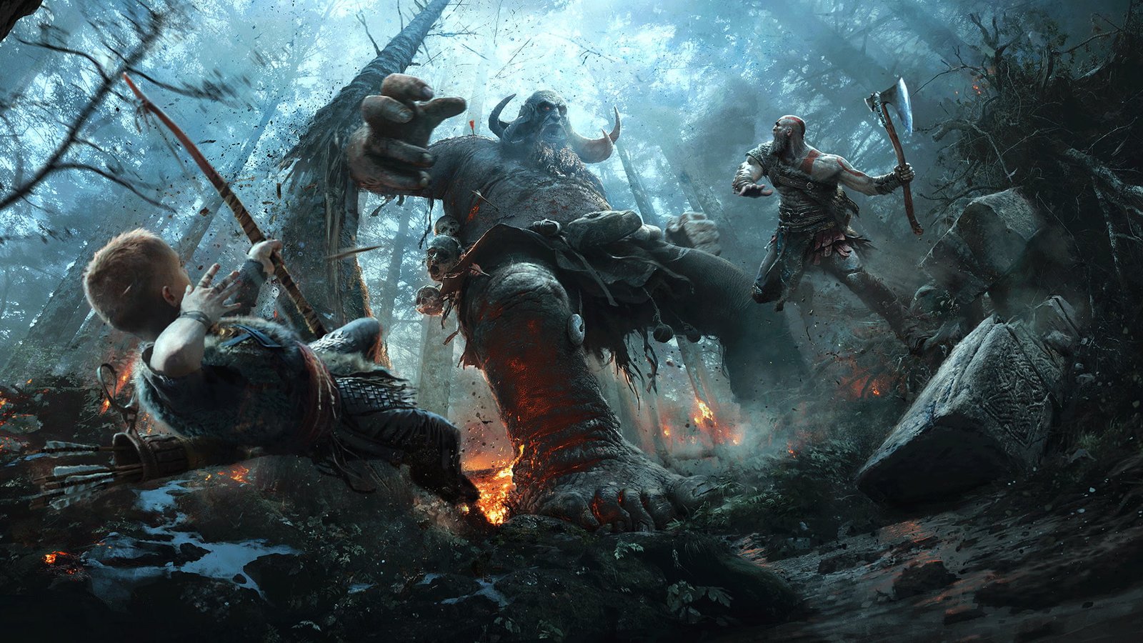 God of War Kratos smoke physical structure 2k