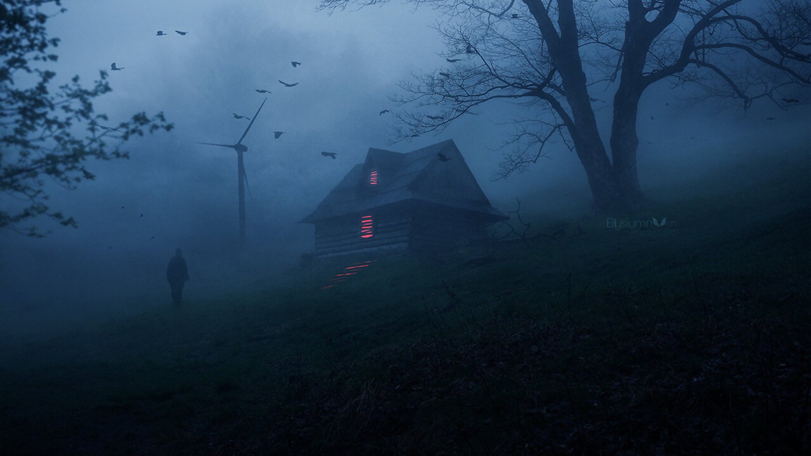 horror house Terror ambient atmosphere mist creepy dark 2k 4k