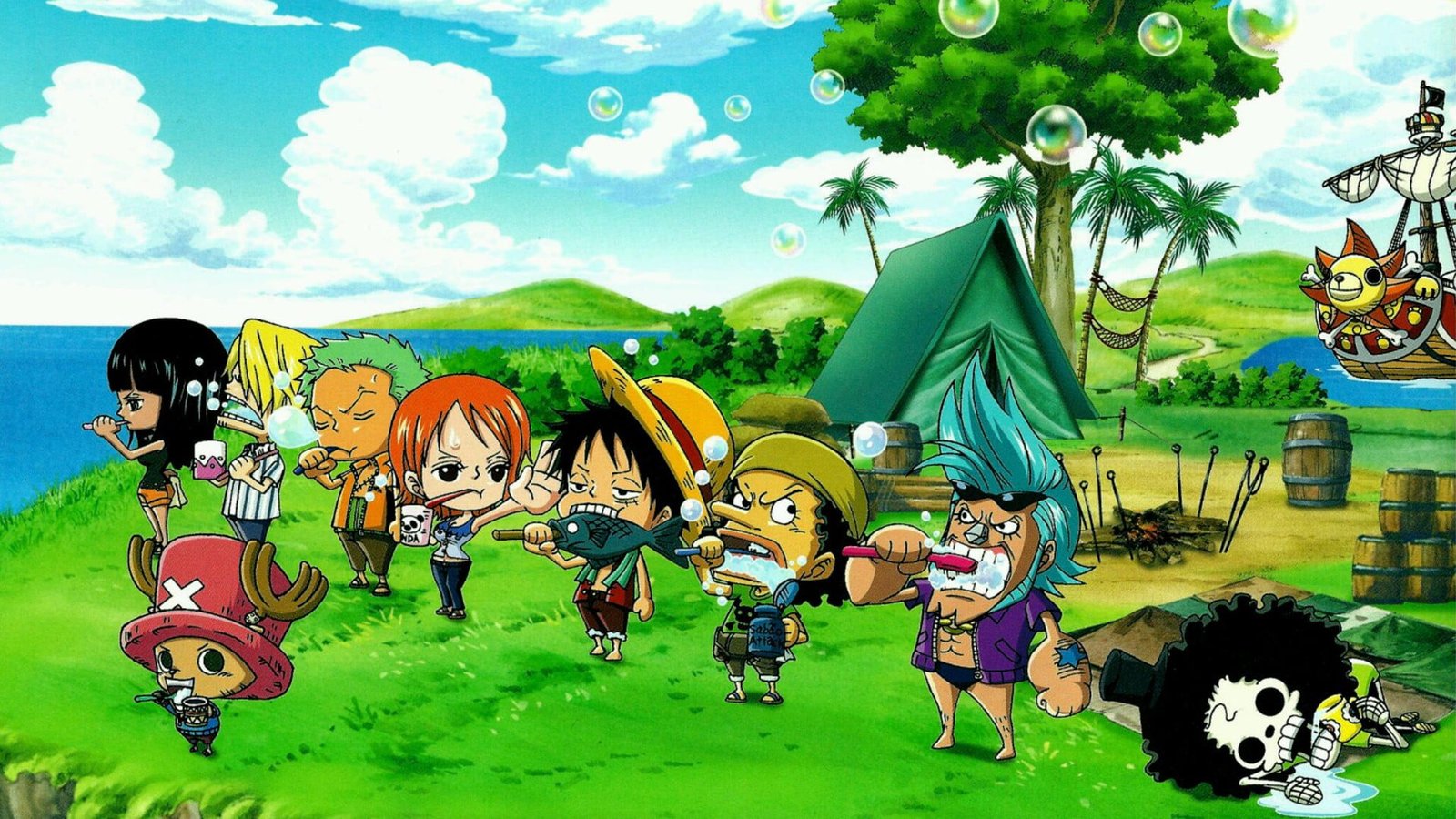 One Piece digital wallpaper Nico Robin Roronoa Zoro Nami Monkey D Luffy 2k