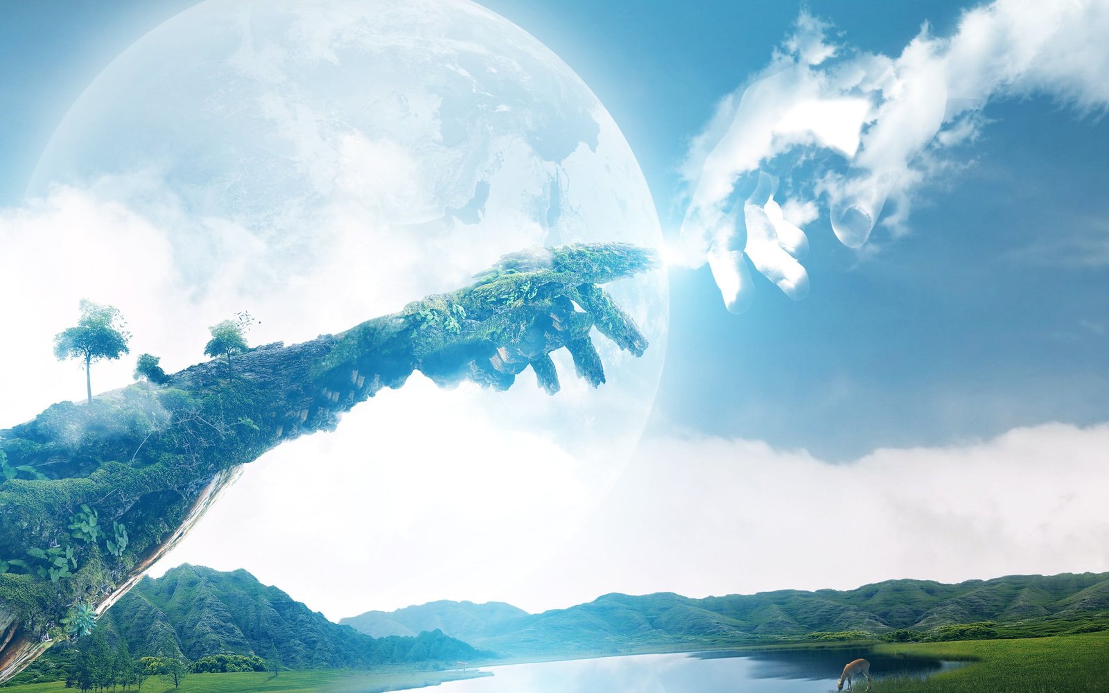 The Creation of Adam Hand illustration digital art hands 2k