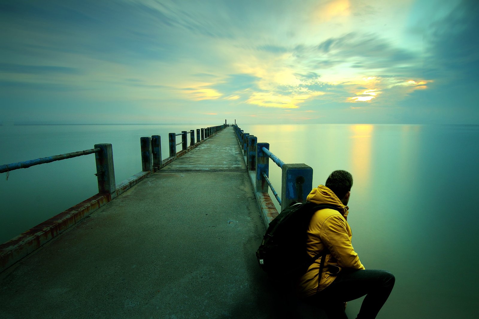 thinking sitting beach sunset watching ocean guy man 2k