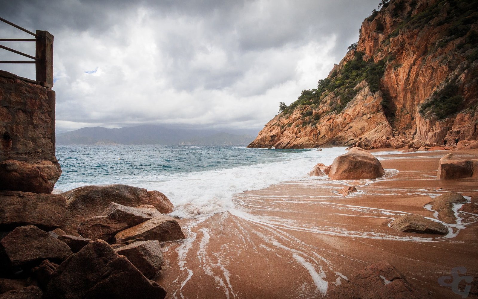 rock formations and body of water beach nature sea Golfe de Porto 2k