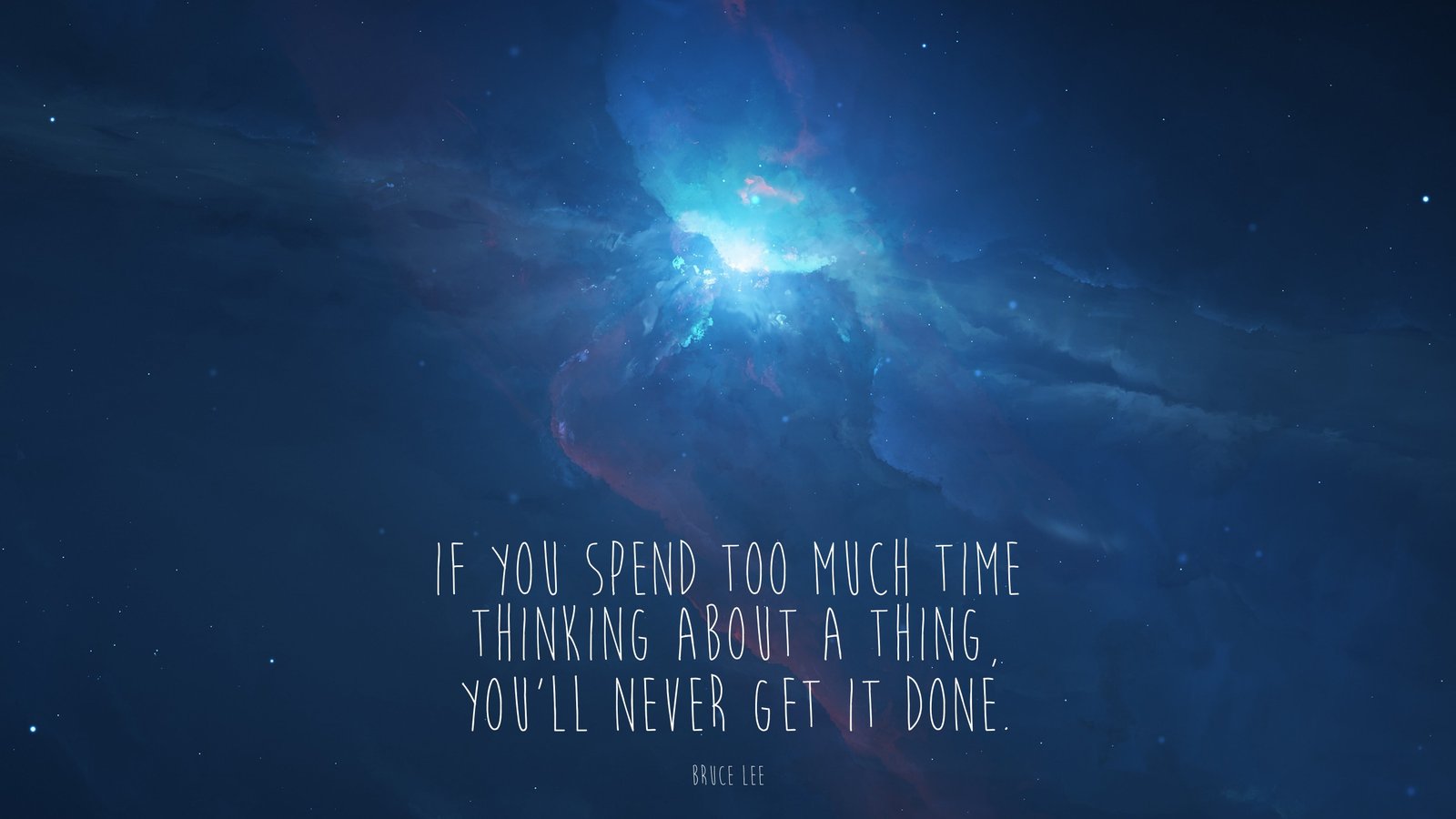 blue background with text overlay inspirational Bruce Lee space 2k 4k 5k