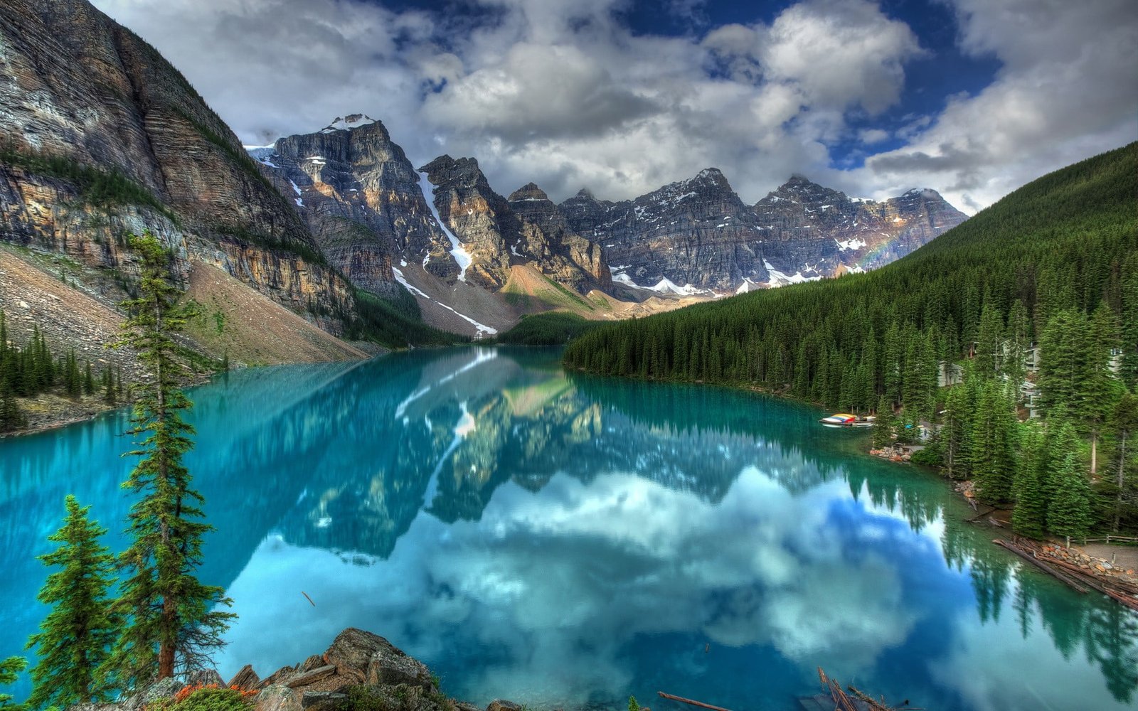 brown mountain nature HDR landscape lake reflection mountains 2k