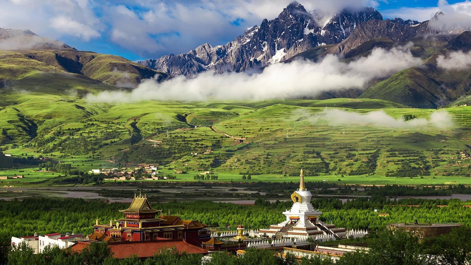 temple pagoda religion buddism buddhist tibet dzogchen monastery 2k