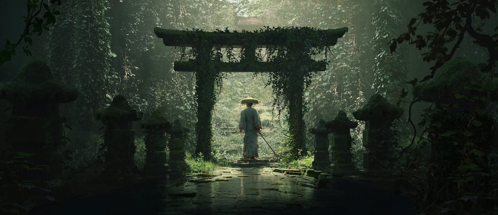 digital art artwork oriental Asian architecture 2k
