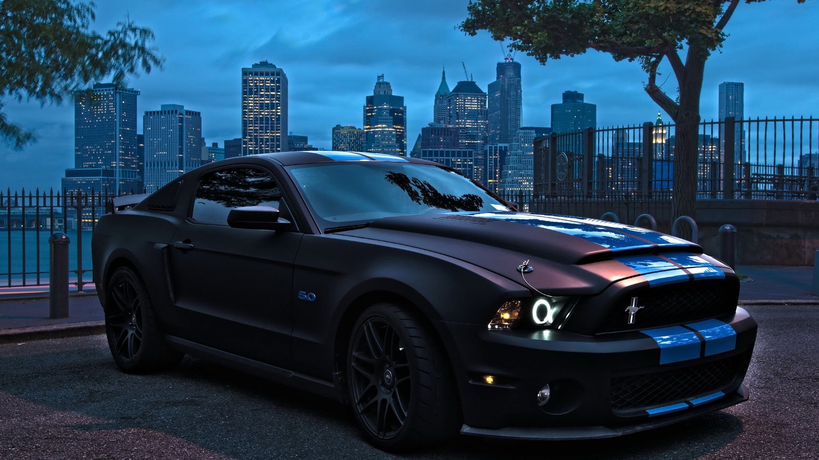 black Ford Mustang car muscle cars luxury modern land Vehicle 2k