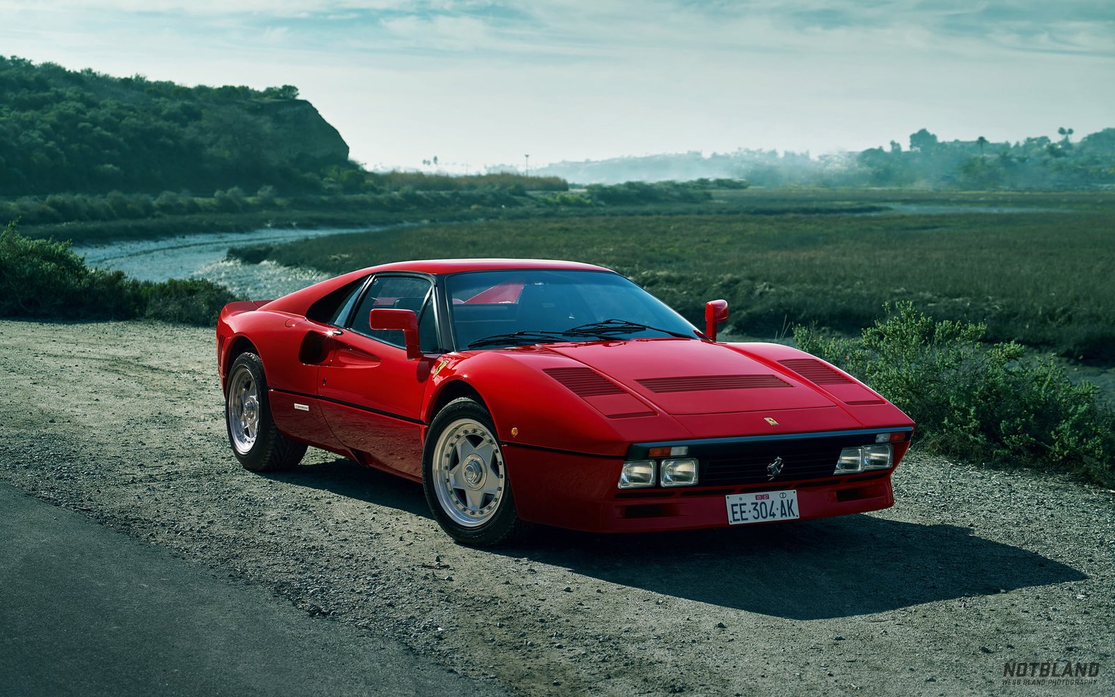 car red Ferrari landscape river road nature ferrari gto 2k