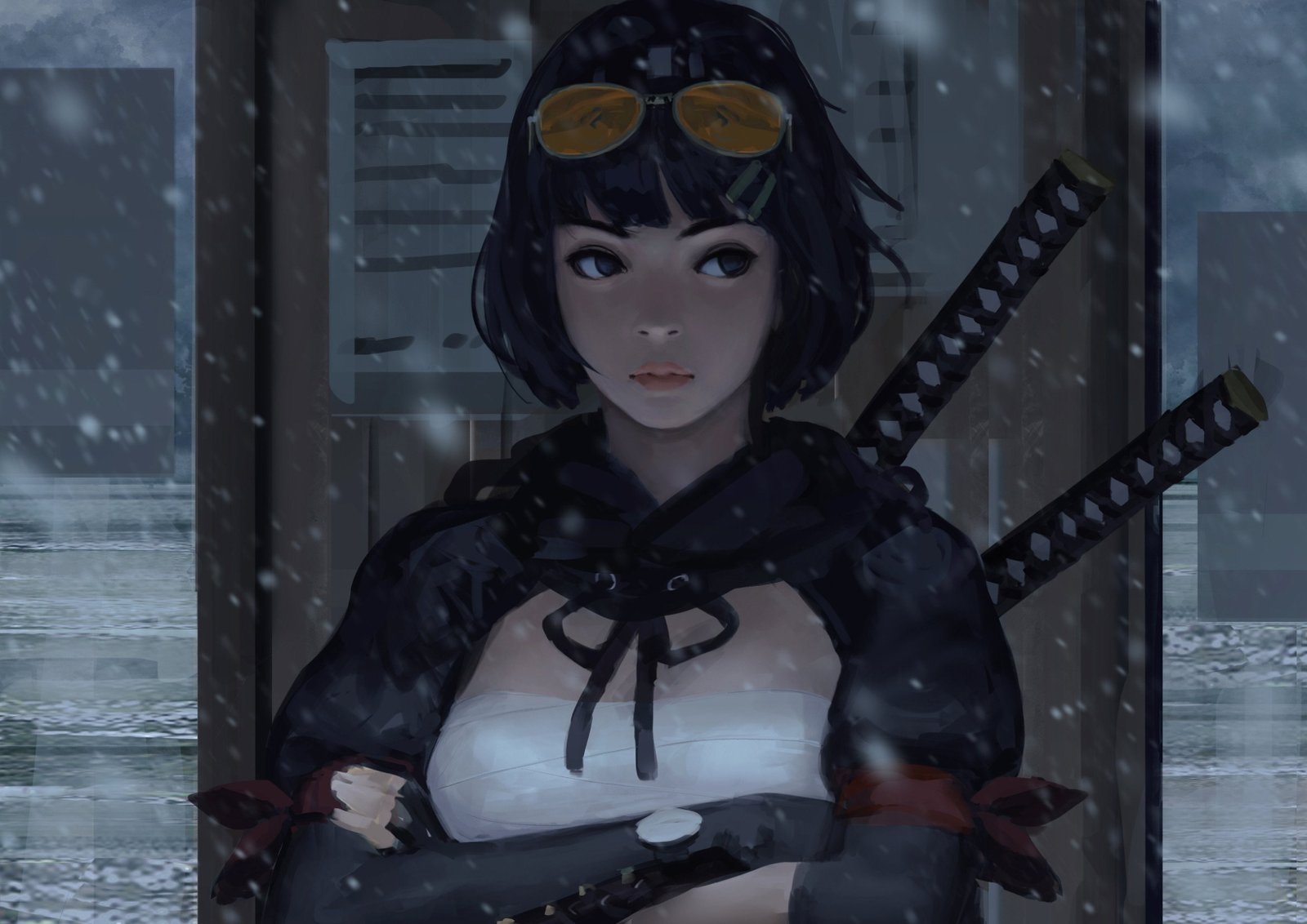 GUWEIZ samurai katana glasses women warrior winter snowing 2k