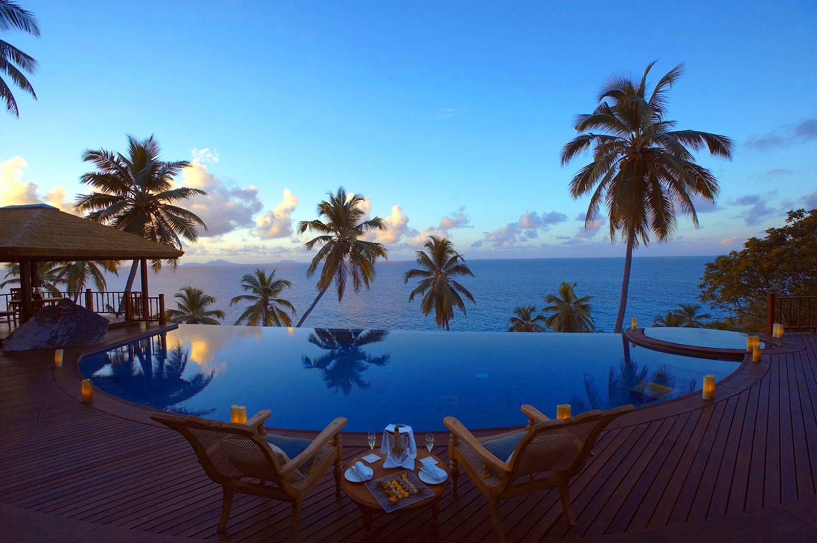 Island Pool at Dusk view swimming evening exotic islands 2k