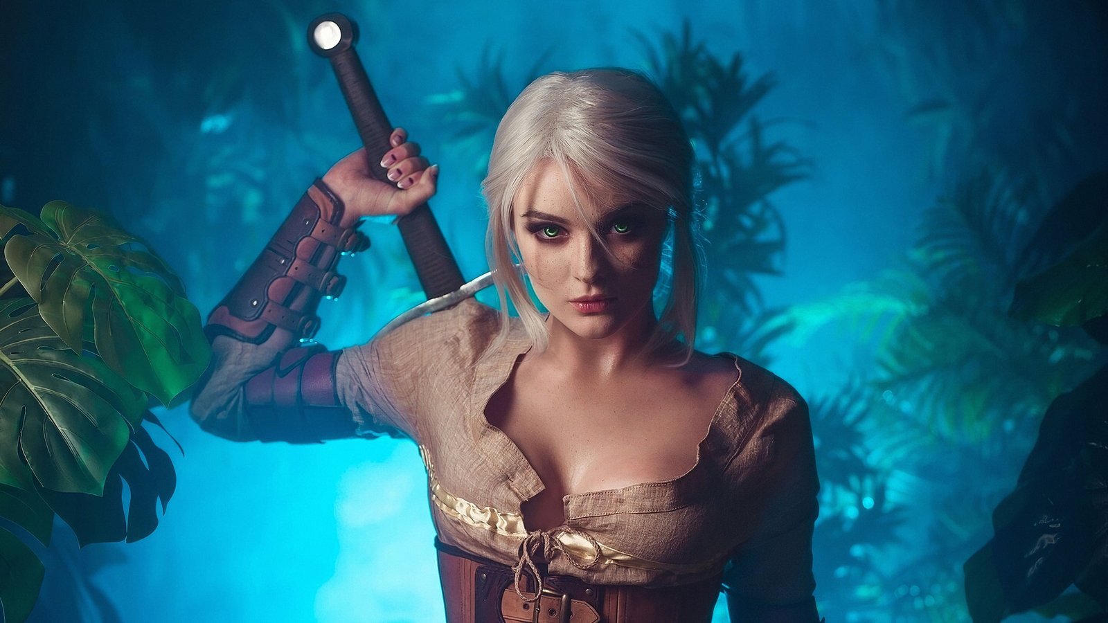 look weapons blonde beautiful girl Fan Art The Witcher 3 2k