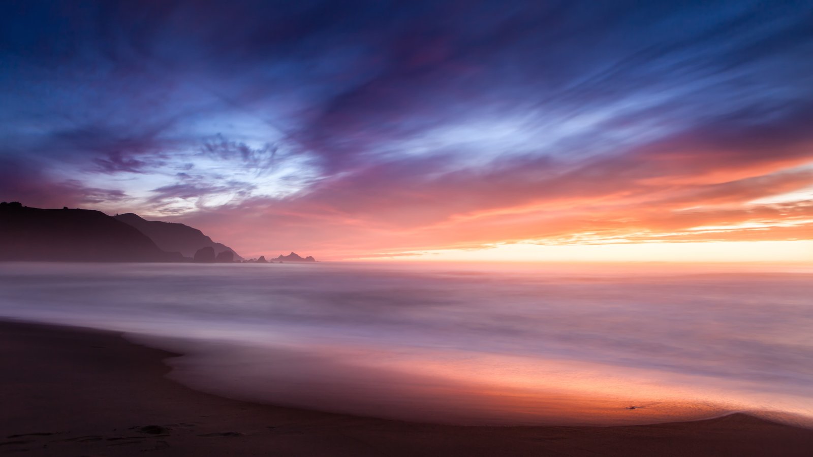 time lapse photography of foggy horizon during golden hour End the Road 2k 4k 5k