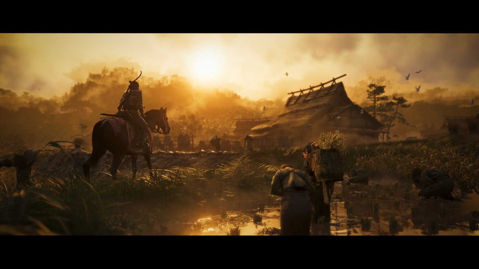 Ghost of Tsushima video games sky sunset architecture cloud 2k 4k