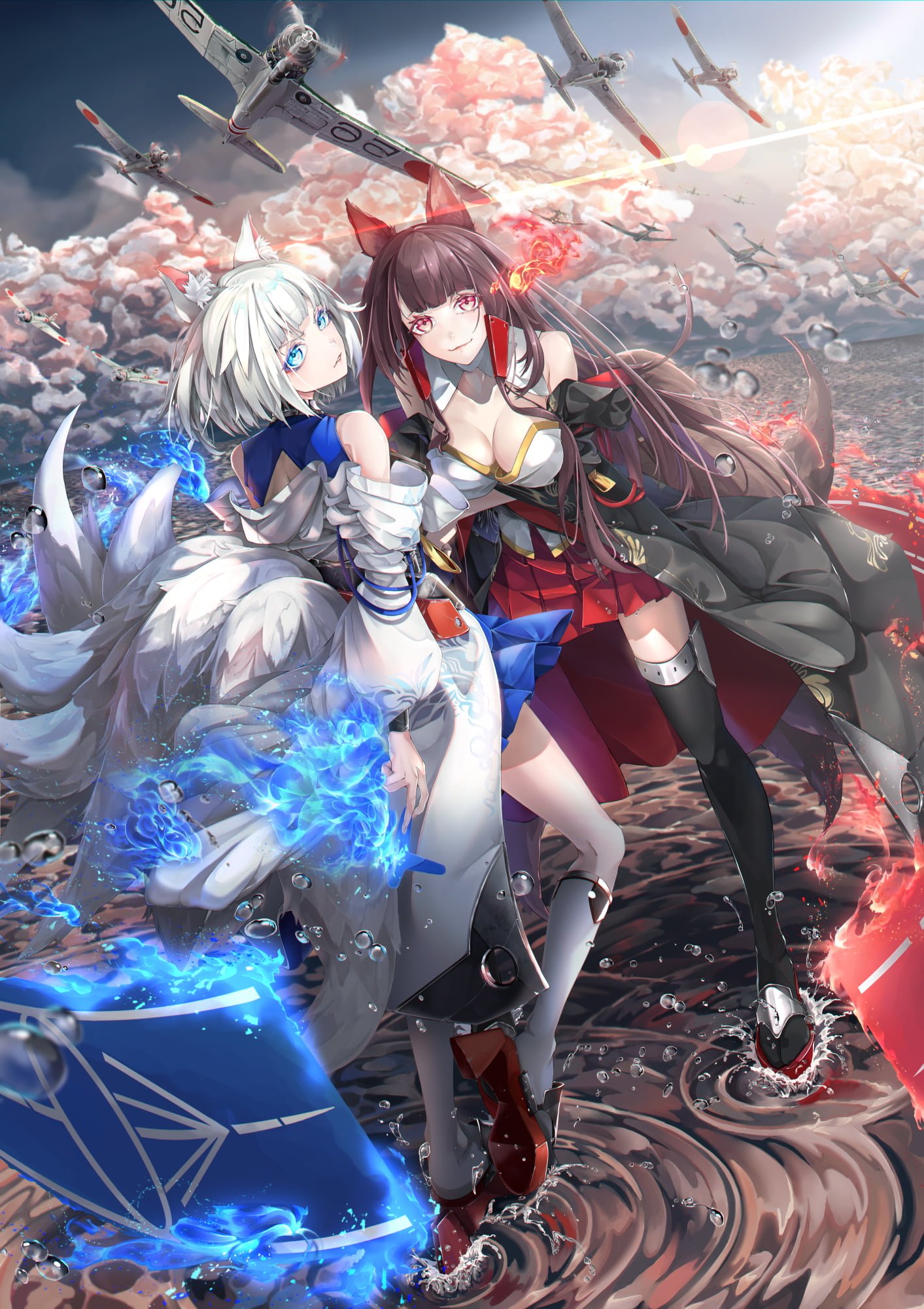 anime girls Azur Lane Akagi Kaga