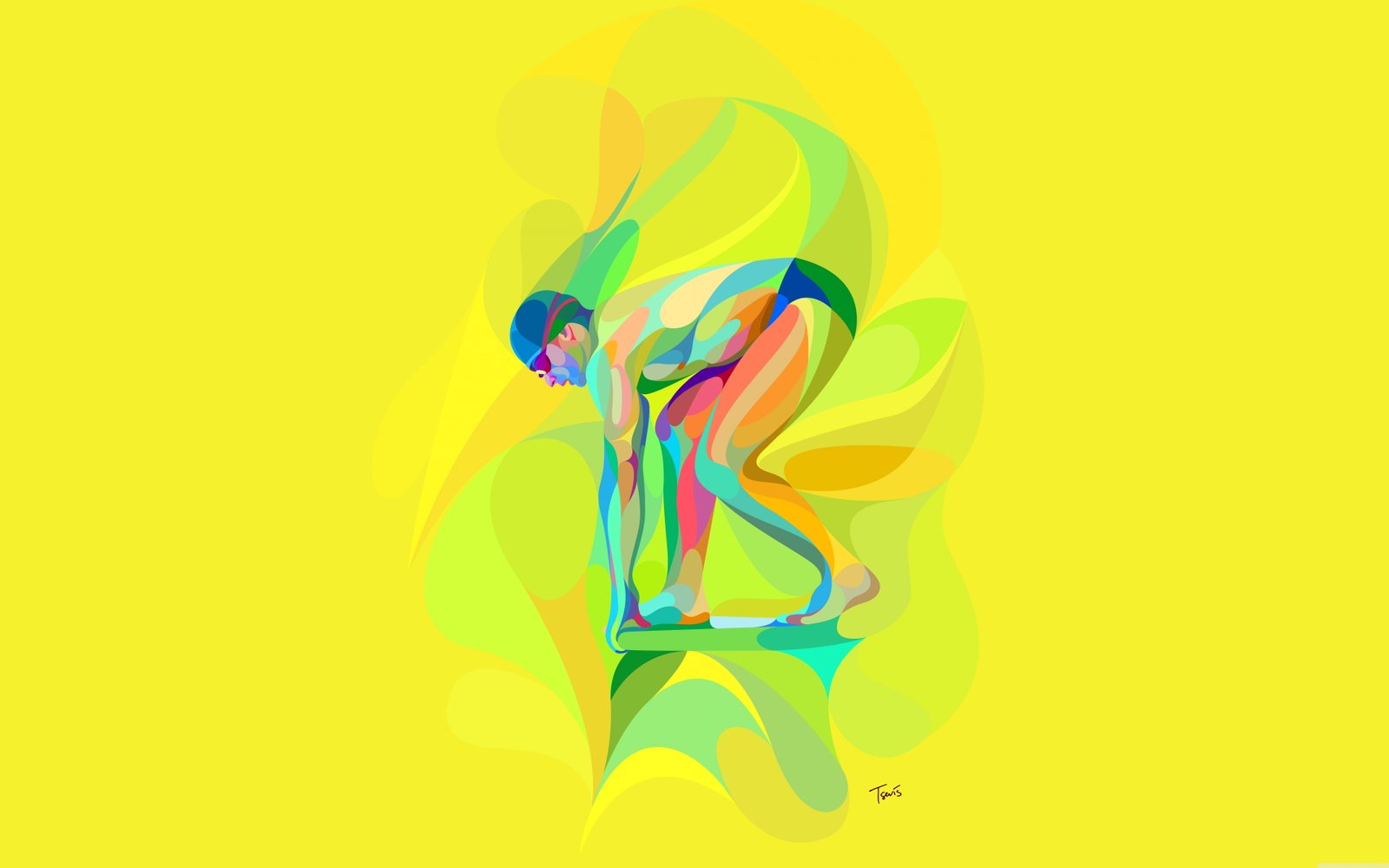 Cartoon Swimmer Neofuturistic Brazilian Illustration 2k 4k 5k 8k
