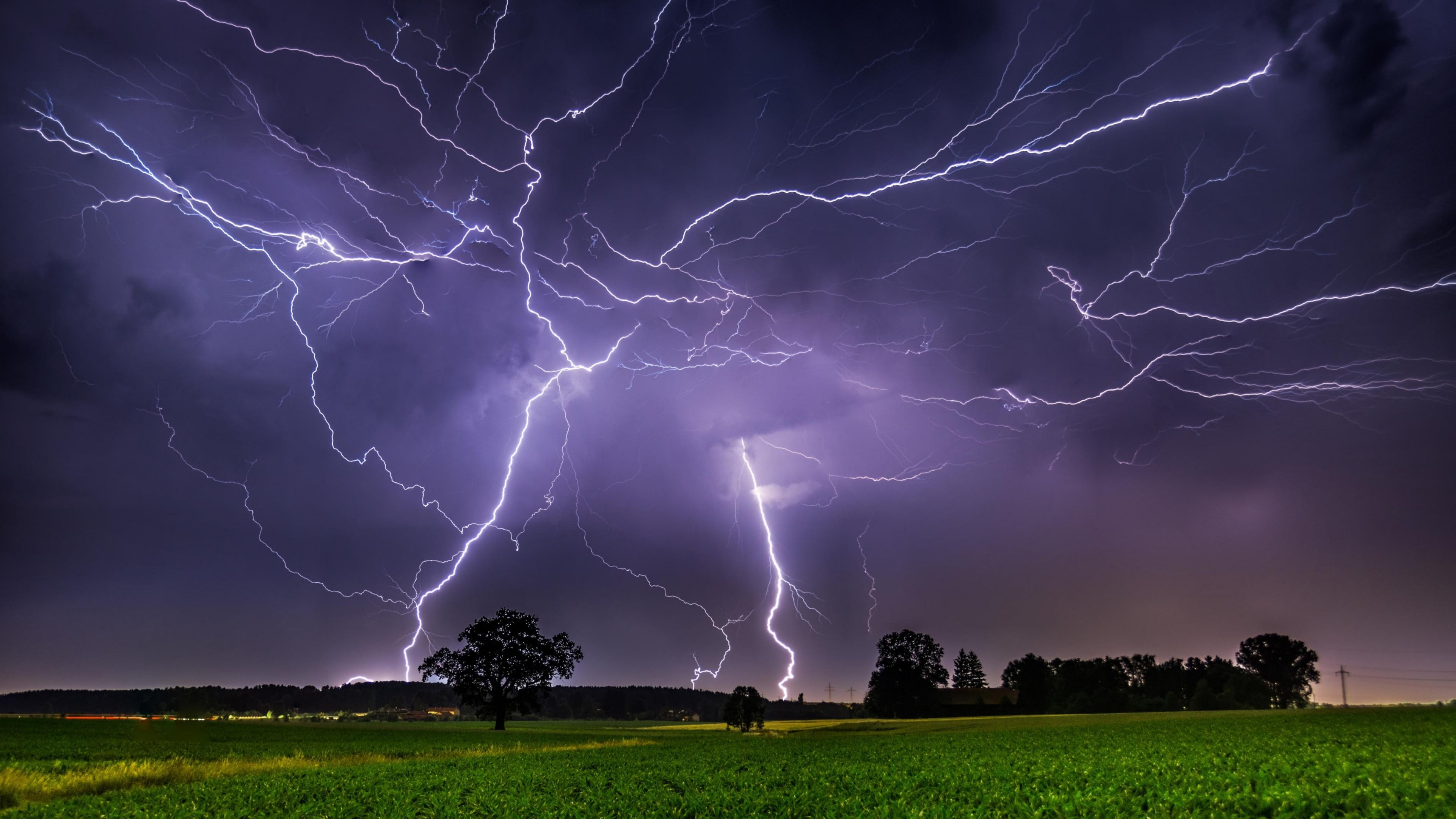lightning thunder thunderstorm cloud landscape night evening 2k 4k