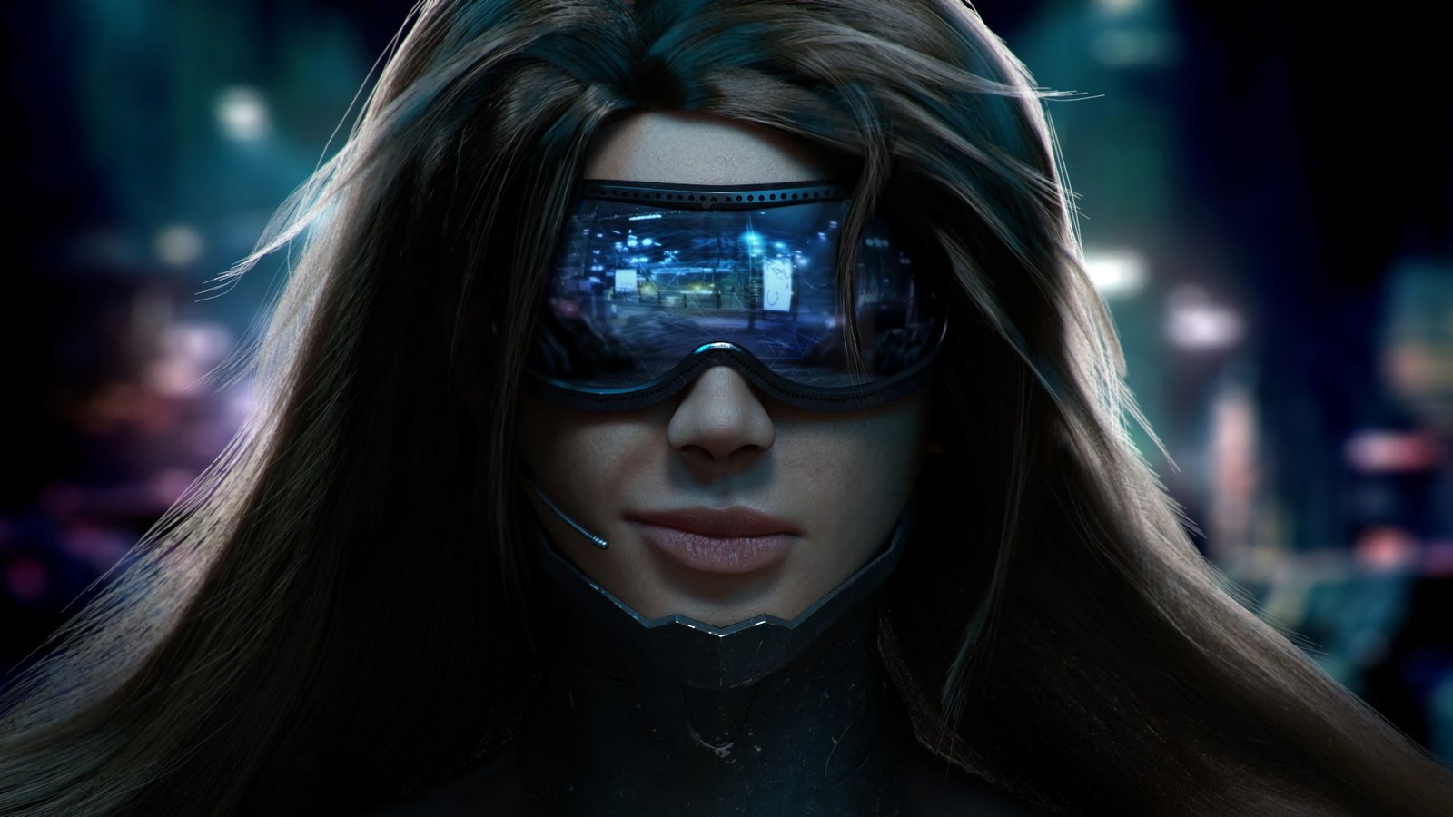 women s blue safety glasses people pilot headsets cyberpunk 2k 4k