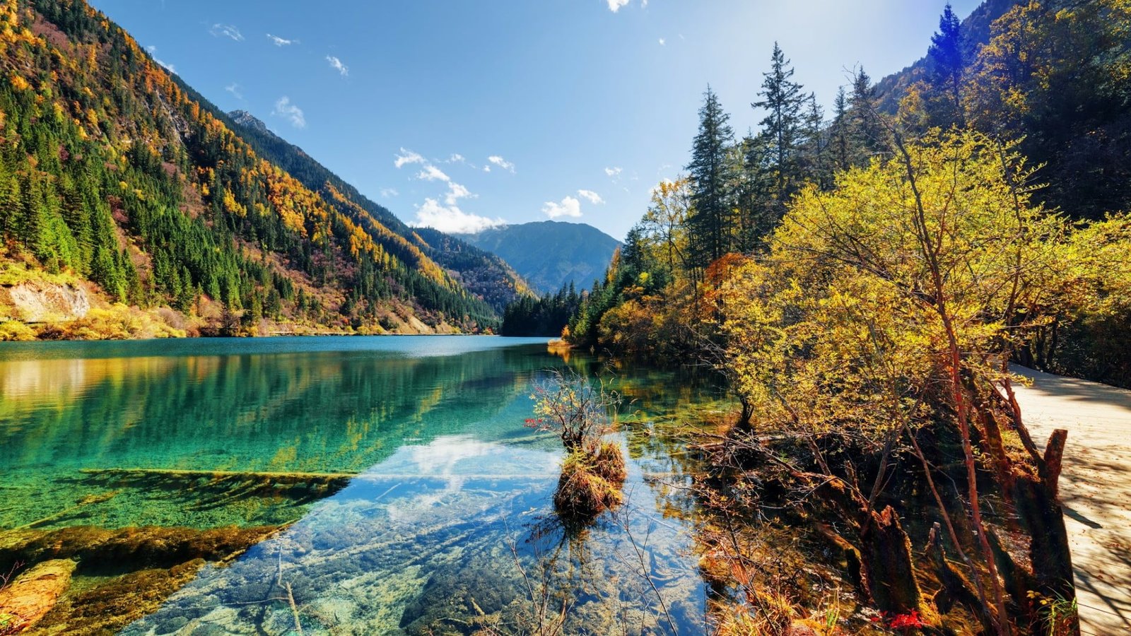 autumn sichuan jiuzhaigou asia china jiuzhai valley national park 2k