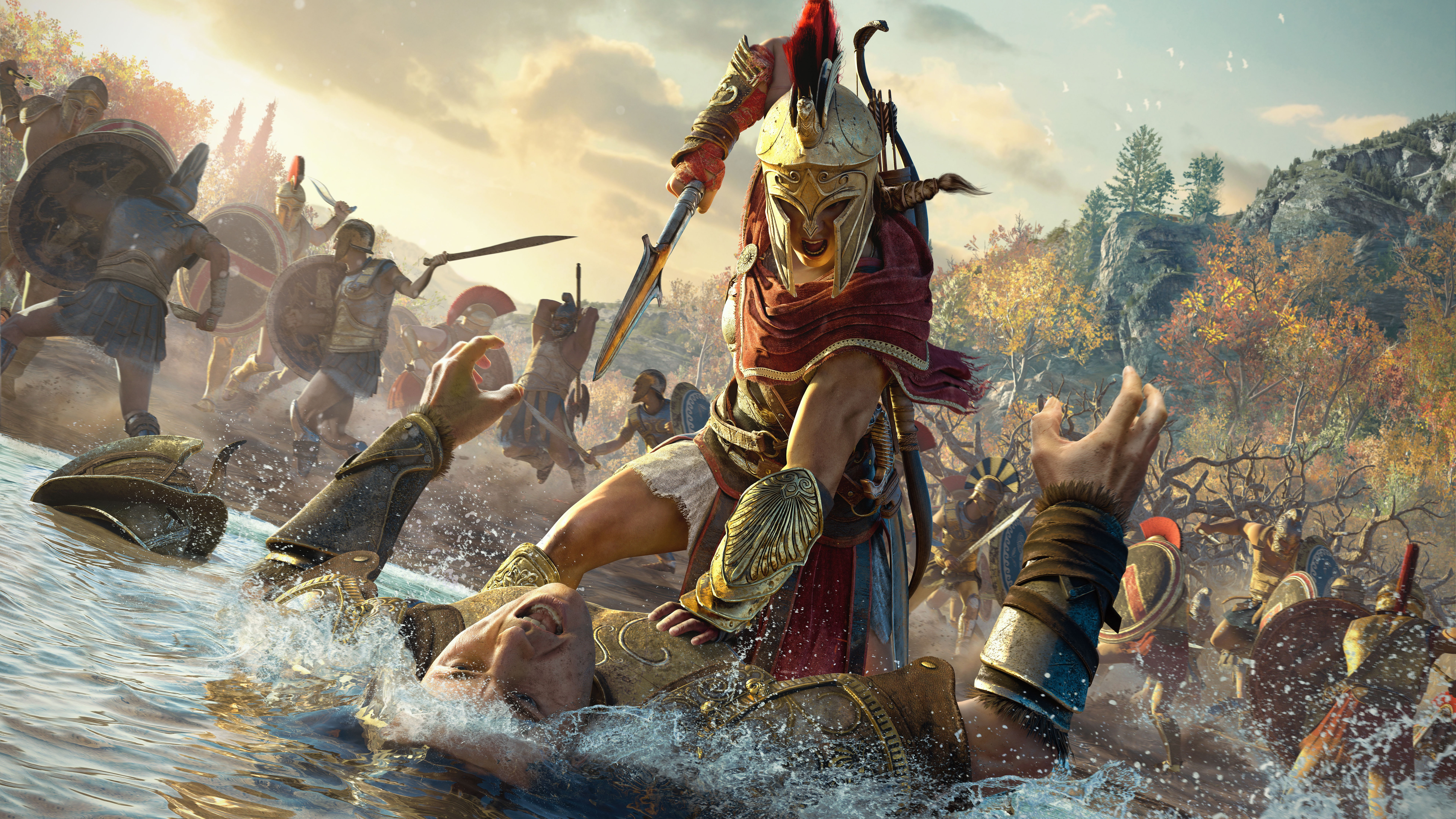 Kassandra Assassin s Creed Odyssey water sky nature 2k 4k 5k 8k
