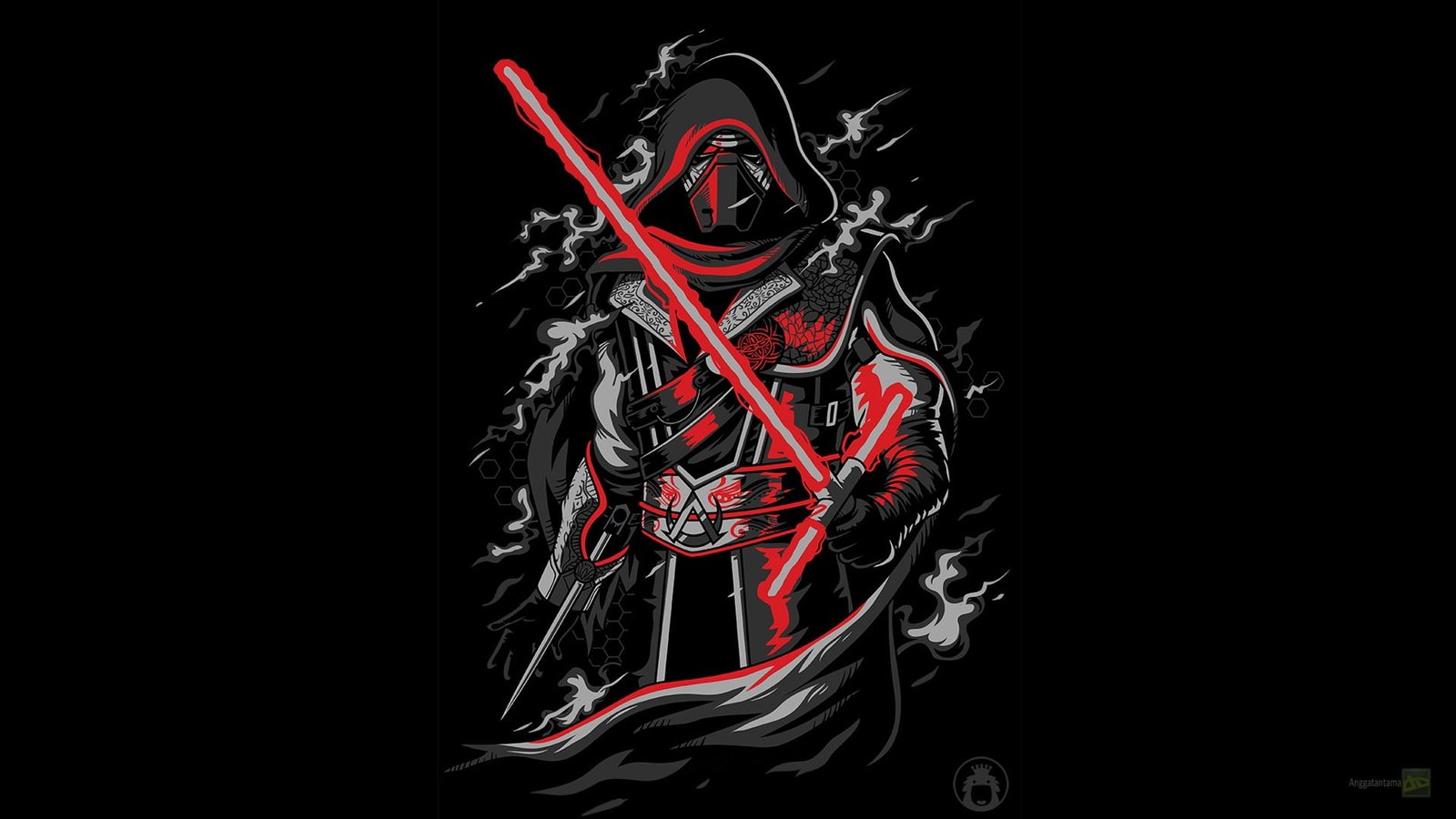 Star Wars Kylo Ren wallpaper Assassin s Creed black background 2k