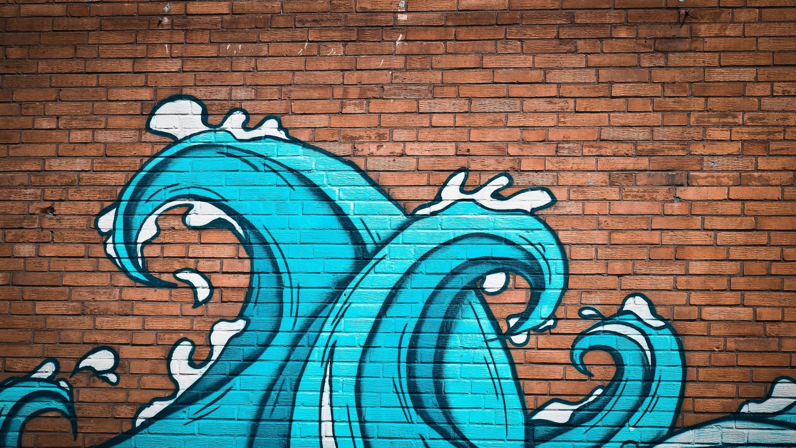 graffiti wall bricks waves paint brick art and craft 2k 4k