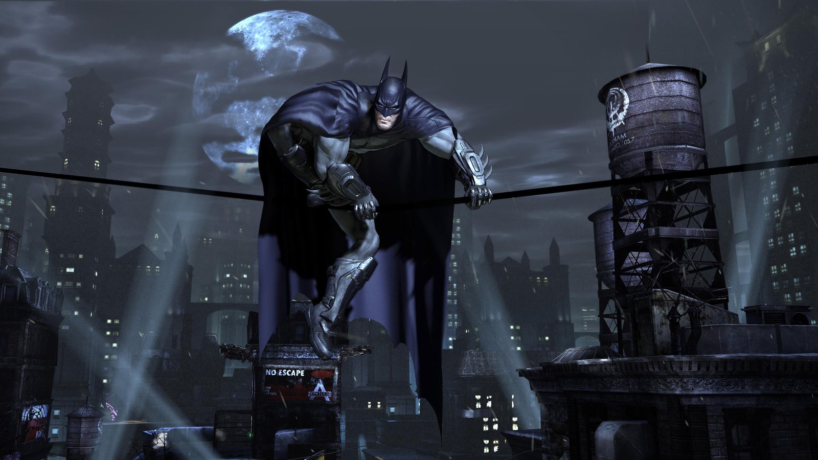 batman superhero cape mask city gotham night lights the moon 2k