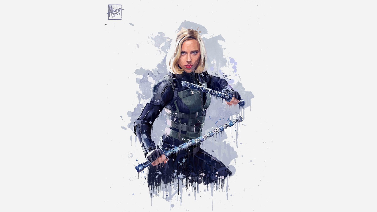 Figure Blonde Scarlett Johansson Costume Actress Hero 2k 4k